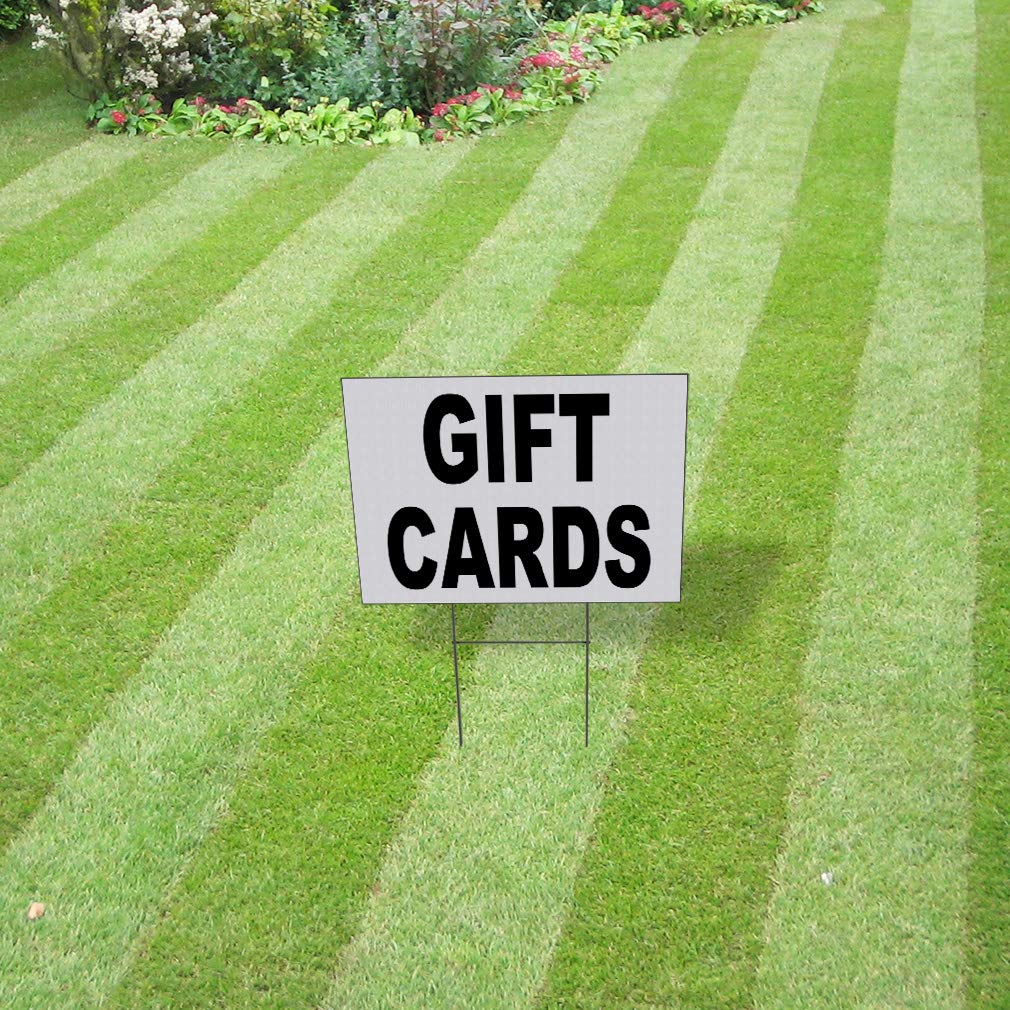 24x18 Inch Weatherproof Yard Sign - Black Lawn & Garden Gift Cards - 1 Side Print - Durable Outdoor Advertising for Businesses, Events & Holidays