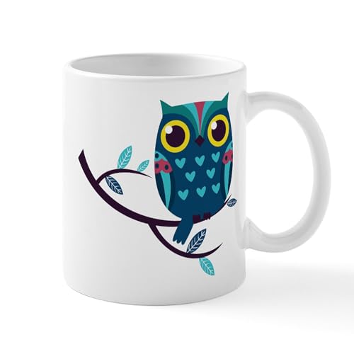 White - Dark Teal Owl Mugs