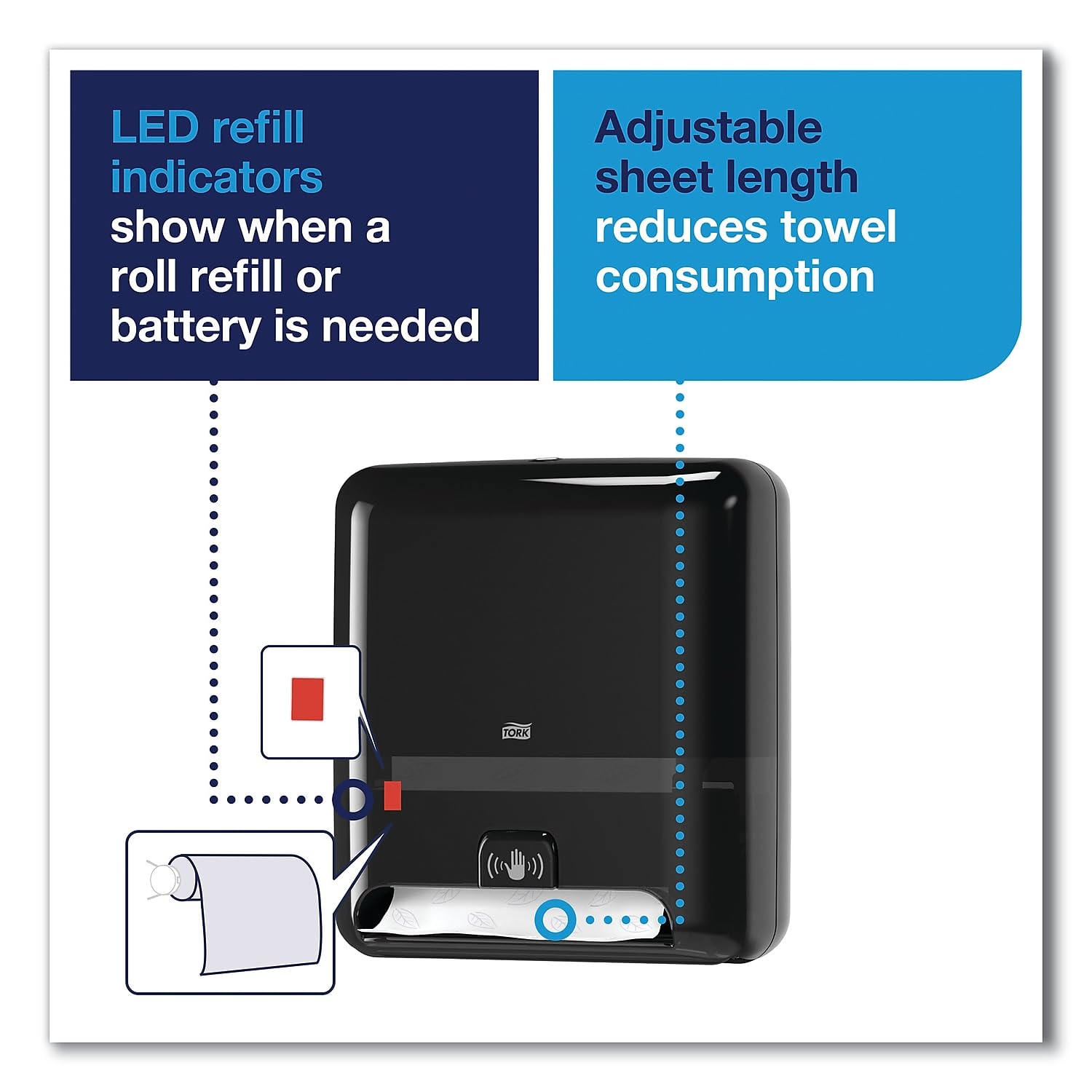 Tork Elevation Matic Hardwound Paper Towel Dispenser - Black (TRK5511282) | Commercial Grade Restroom & Kitchen Paper Towel Holder for Offices, Hospitals & Public Washrooms