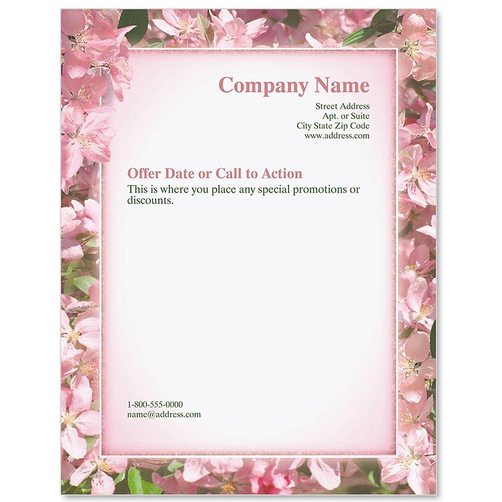 Premium Apple Blossom Floral Stationery Paper - 8.5 x 11 Elegant Border Letterhead for Spring (25 Sheets) | Decorative Writing & Printer Paper for Wedding Invitations, Thank You Cards & Office Correspondence