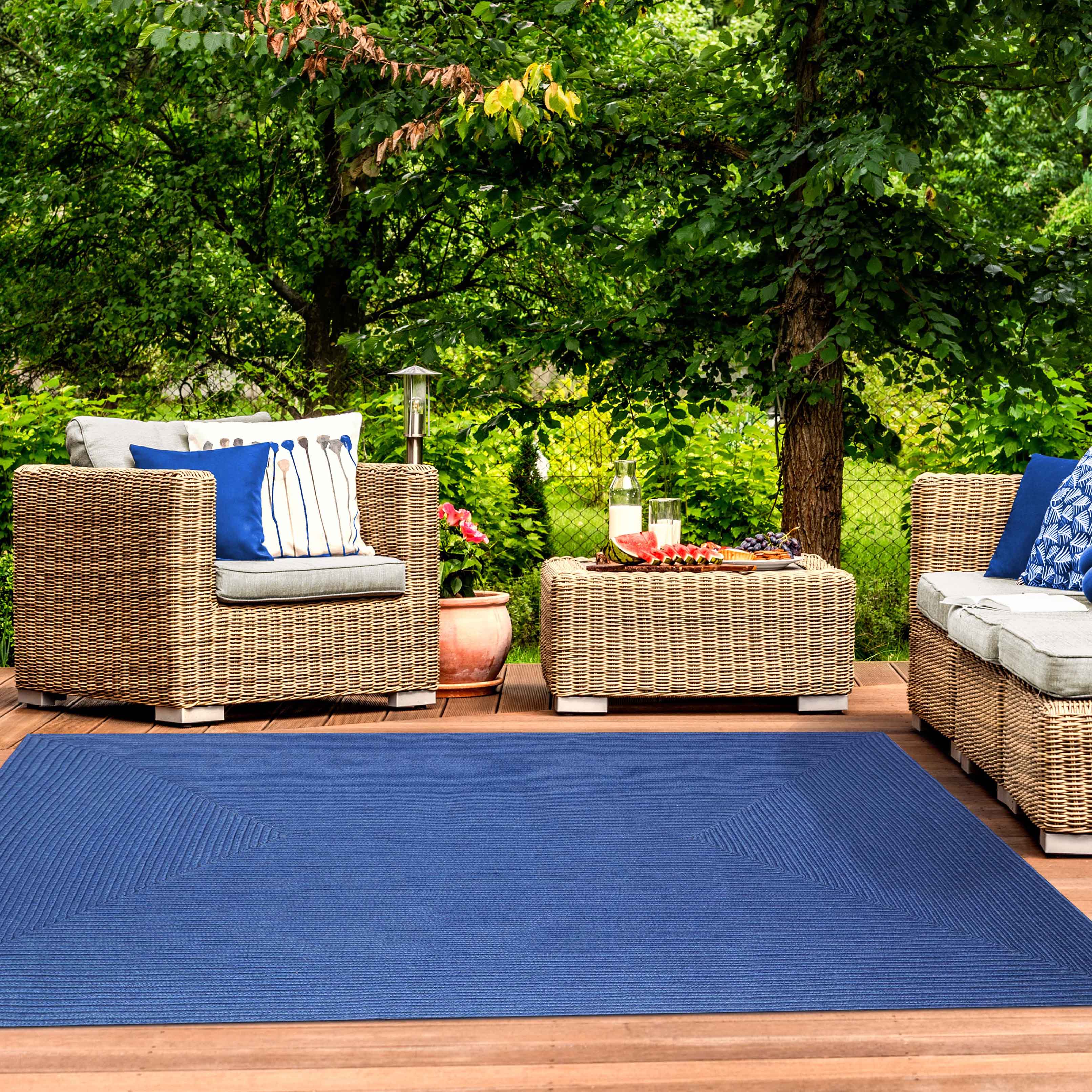Bohemian Rectangle Braided Area Rug - Non-Slip Indoor Outdoor Rug for Living Room, Bedroom, Patio - Soft Woven Jute Natural Fiber Floor Mat for Home Decor