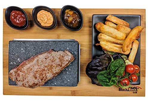 Steak Stone Cooking Set- 3 dip pots & side plate-BLACK