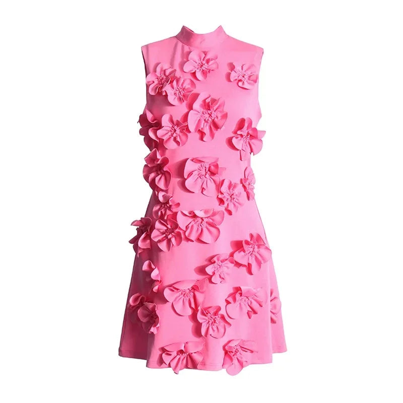 Elegant Women's Short Skirt Dress with Heavy Embroidery & Splicing Belt - Sleeveless Spring Fashion for Casual Wear, Party & Office Outfits