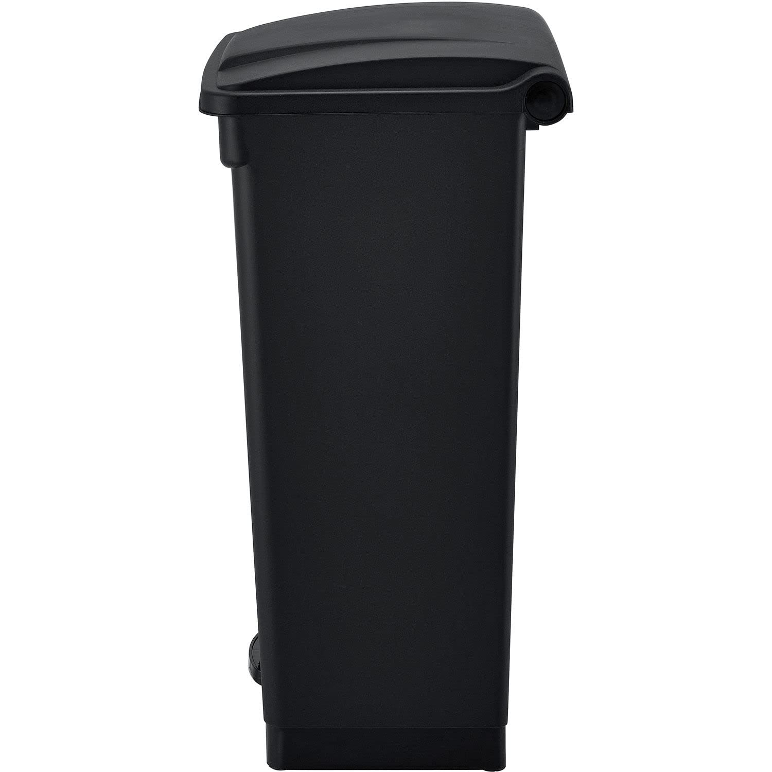 23 Gallon Black Plastic Rectangular Step-On Trash Can for Kitchen, Office & Commercial Use - Heavy Duty Waste Bin with Lid - Global Industrial Garbage Container