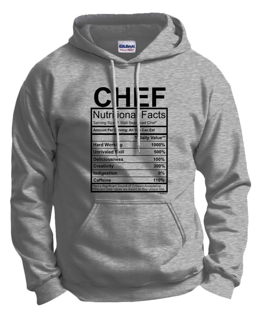 ThisWear Funny Chef Gift Hoodie - Nutrition Facts Gag Sweatshirt for Cooking Enthusiasts & Kitchen Pranks | Perfect for Birthday Gifts, Christmas, and Culinary Humor
