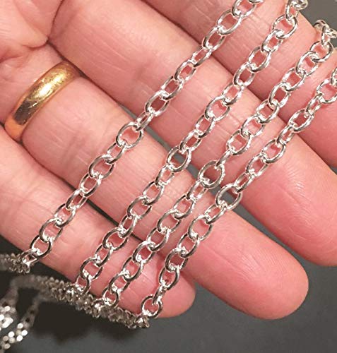 30ft Silver Plated Large Cable Chain Necklace 5X4mm - Bulk Open Link Steel Chain for Jewelry Making, DIY Crafts, Necklace Extenders & Home Decor - Durable Iron Chain for Pendants & Charms