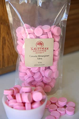Kauffman Orchards Wintergreen Pink Candy Canada Mint Lozenges - 3 Pack Bulk Bag (1.2 Lb Each) | Refreshing Breath Mints for Office, Travel & After Meals