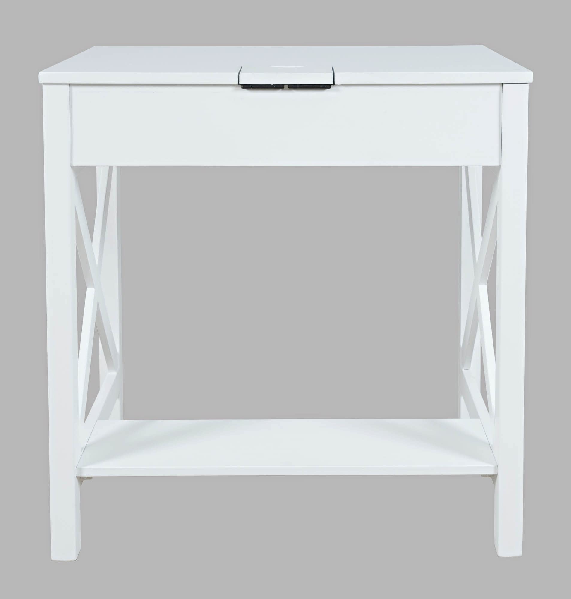 Jofran Hobson Modern White USB Charging Computer Desk and Chair Set - Perfect for Home Office, Study, and Workspace Organization