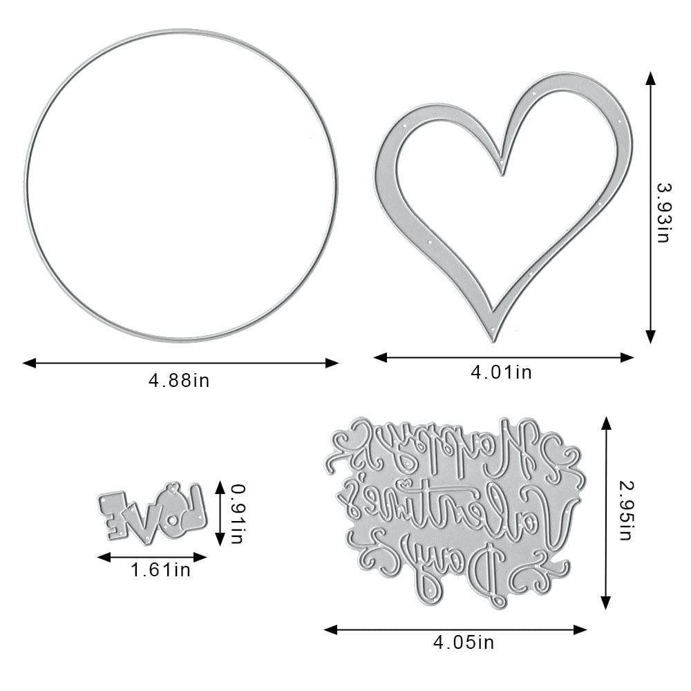 Valentine's Day Metal Cutting Dies for Card Making - Love Heart Words & Sentiment Die Cuts, Embossing Stencil Template Tool for DIY Scrapbooking, Paper Cards, Photo Albums & Craft Decorations | Perfect for Valentine's Gifts, Wedding Invitations & Handmade Greeting Cards