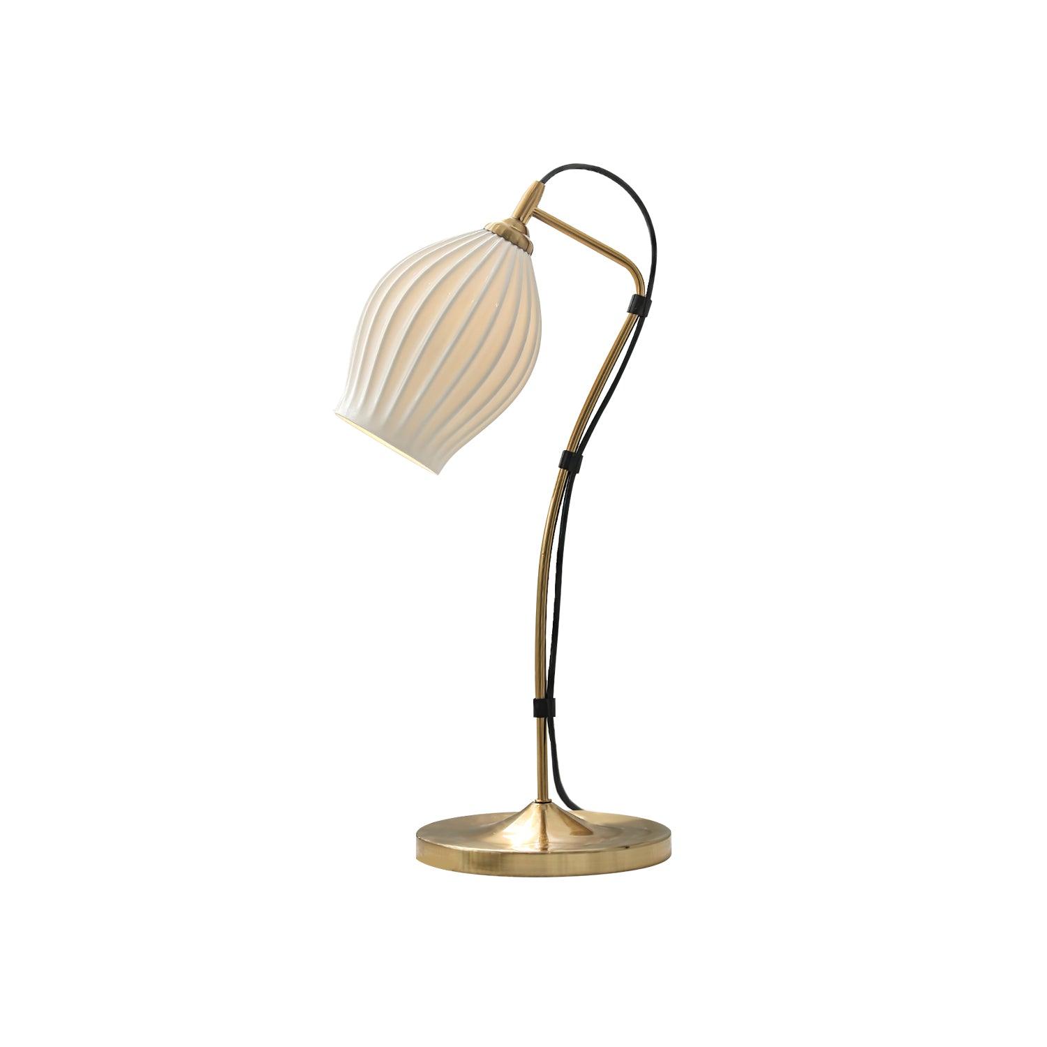Modern Ceramic Ribbed Table Lamp - Elegant Home & Office Lighting for Bedroom, Living Room, and Study Desk Decor