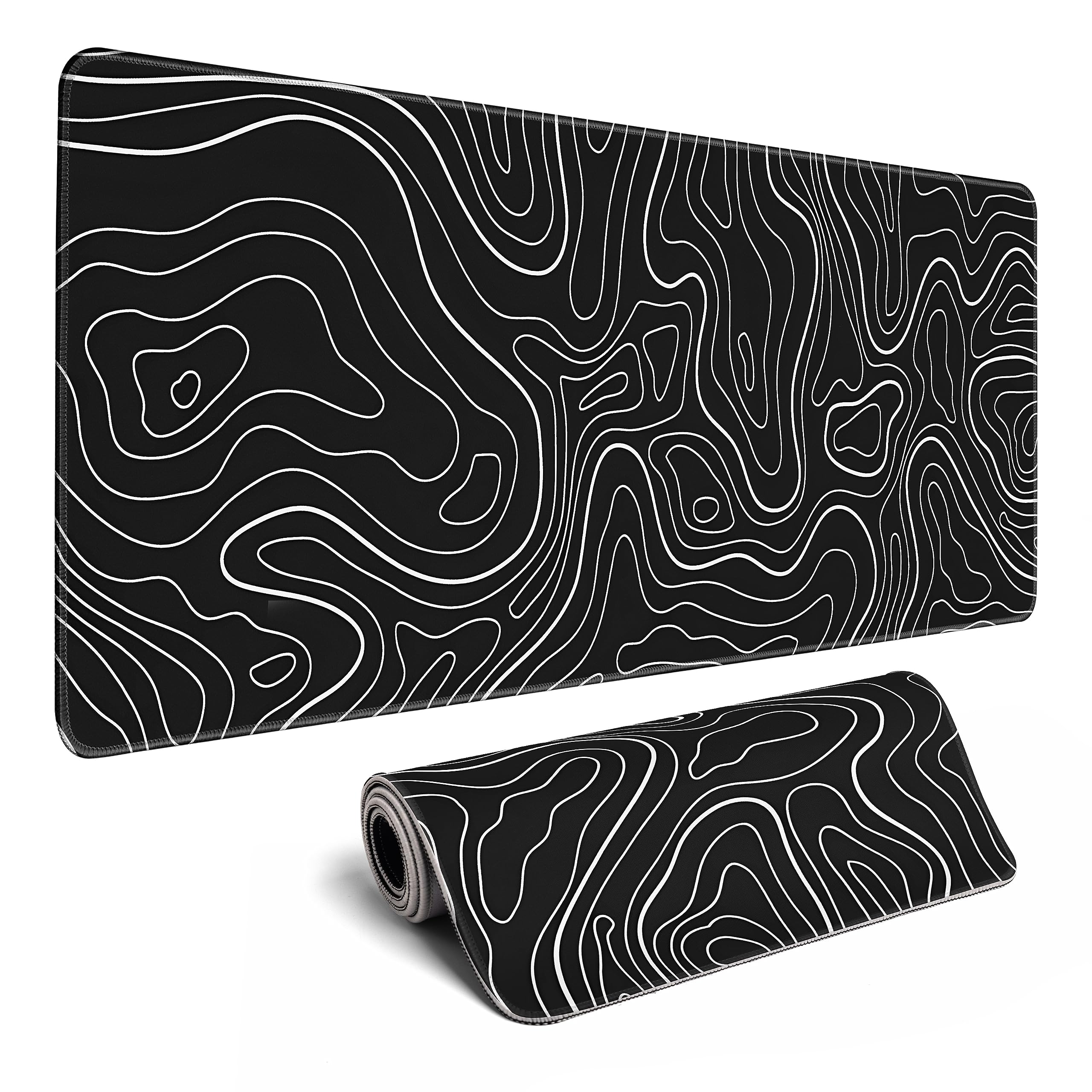 Premium Topographic Contour Gaming Mouse Pad - Extra Large (31.5x11.8in) Non-Slip Base & Stitched Edges for PC, Laptop, Mac - Perfect for FPS, MOBA, Office Work & Home Computer Setup