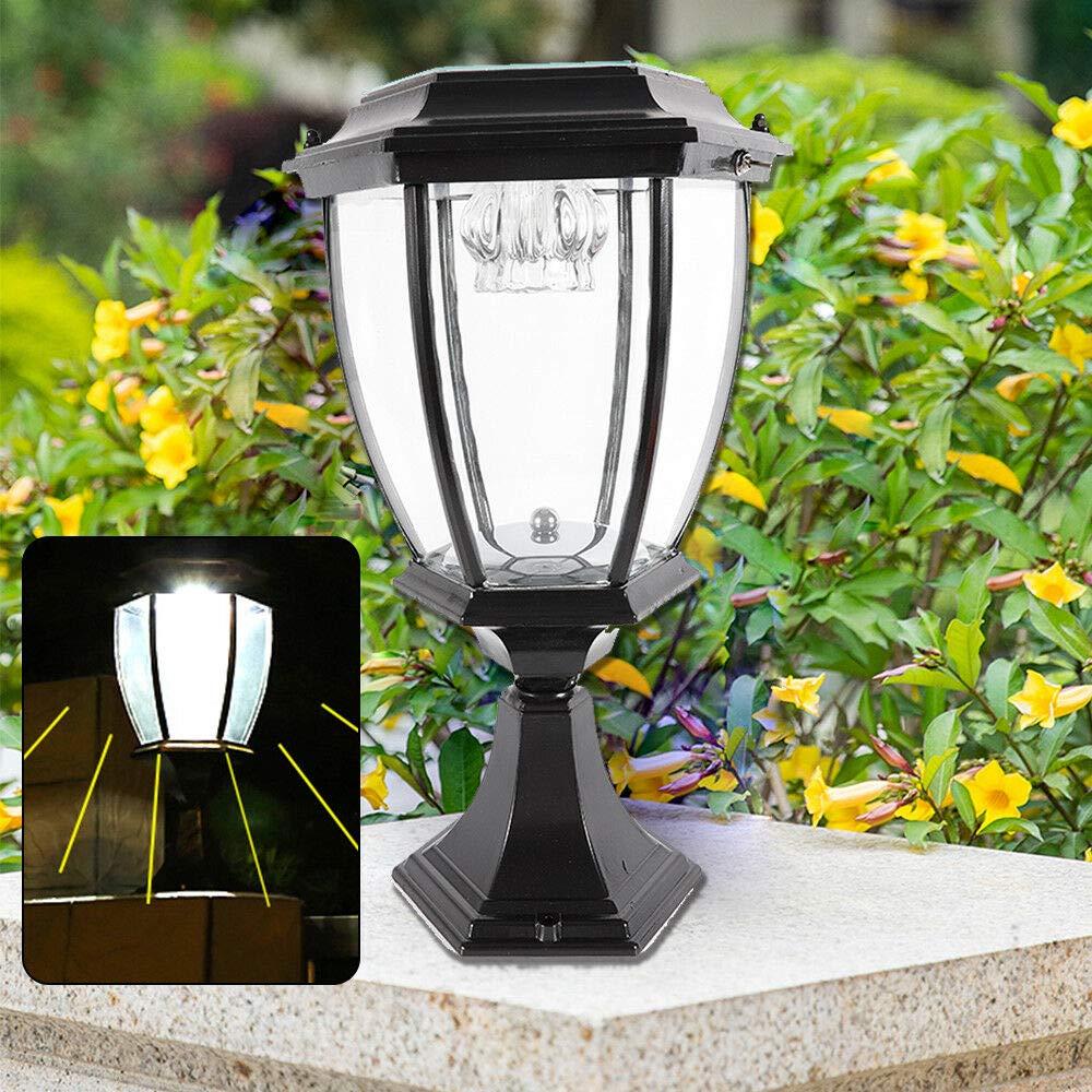LYNICESHOP Solar Post Lights Outdoor - Waterproof Garden Pathway Lights, Solar Powered Fence Post Cap Lights for Wooden Deck, Yard, Driveway (7.87''X6.30''X13.78'', Black) - Perfect for Landscape Lighting, Backyard Decor & Nighttime Safety