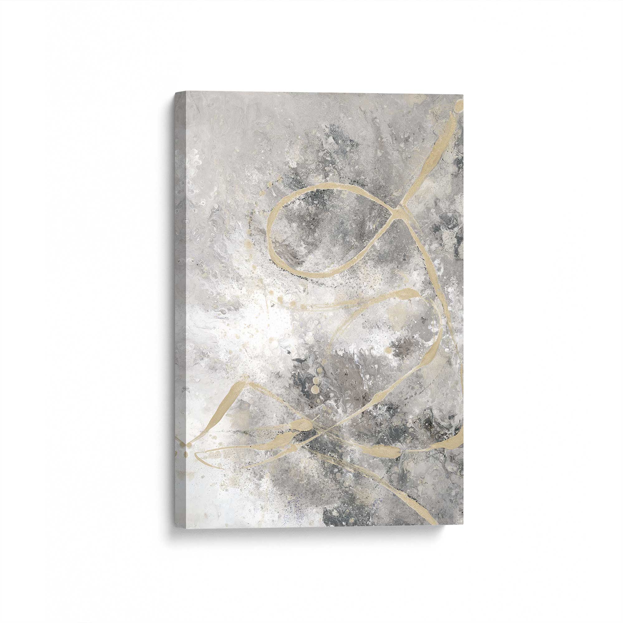 Gilded Whispers v3 Canvas Wall Art Print - Modern Abstract Painting for Living Room, Bedroom & Office Decor