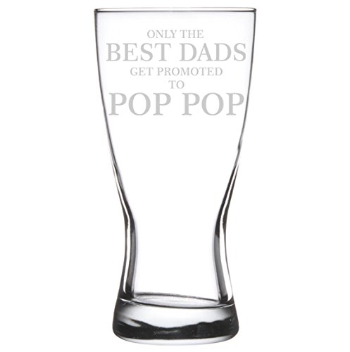 15 oz Beer Pilsner Glass - Grandpa Gift for Father's Day, Retirement, Birthday - Only The Best Dads Get Promoted To Pop Pop - Perfect for Beer Lovers, Home Bars & Special Occasions