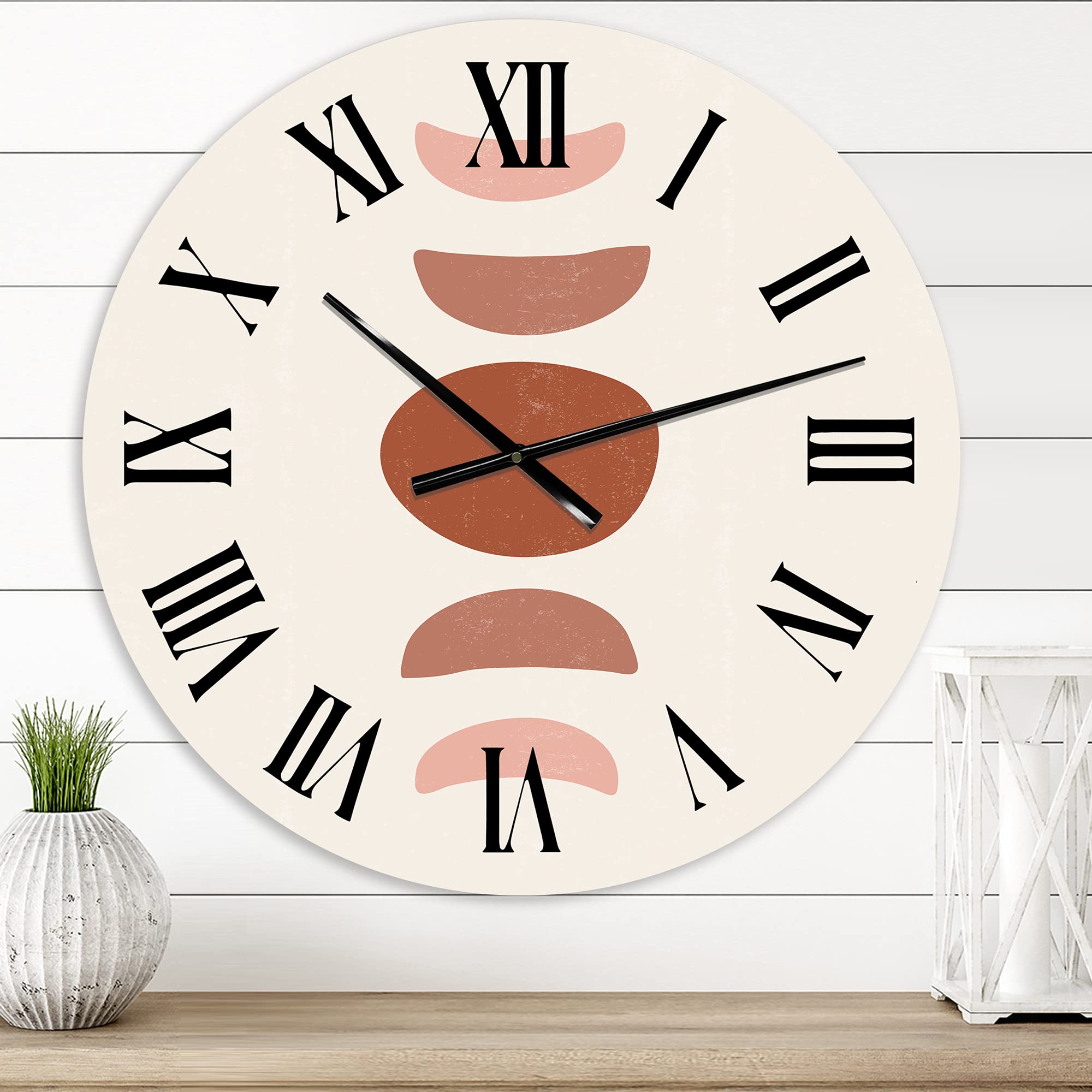 DesignQ Modern Minimal Moon Phases Wall Clock - Large Abstract Fractal Wall Art for Living Room, Bedroom & Office Decor | Perfect for Home, Apartment & Workspace