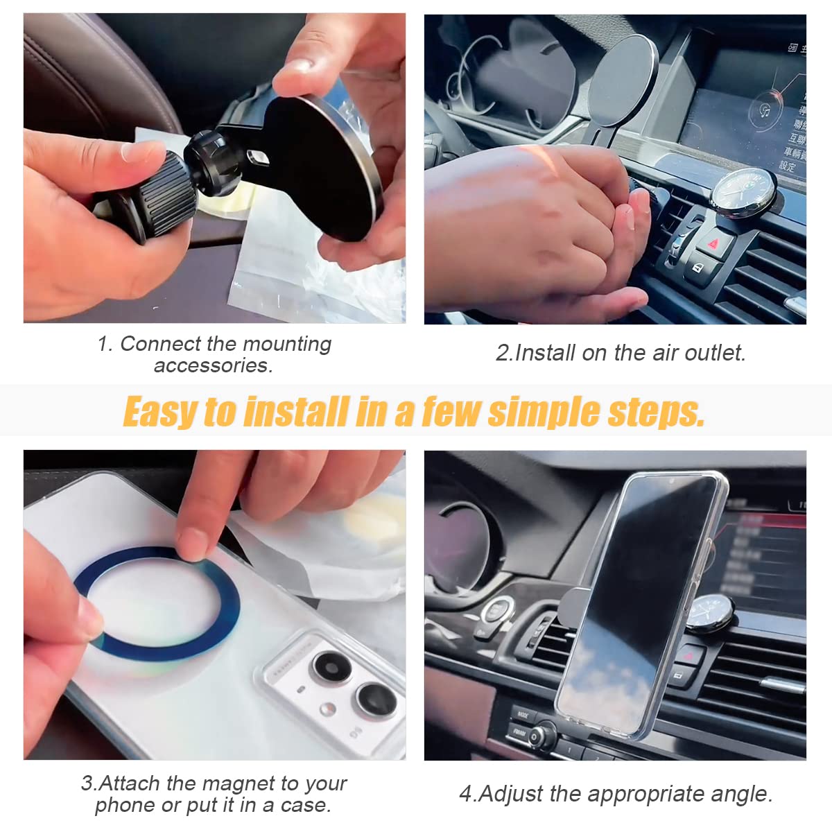 Strong Magnetic Car Phone Mount for Air Vent - Hands-Free 360° Rotating Phone Holder with Powerful Magnets - Universal Smartphone & Tablet Cradle for iPhone, Samsung & More - Perfect for Safe Driving & GPS Navigation
