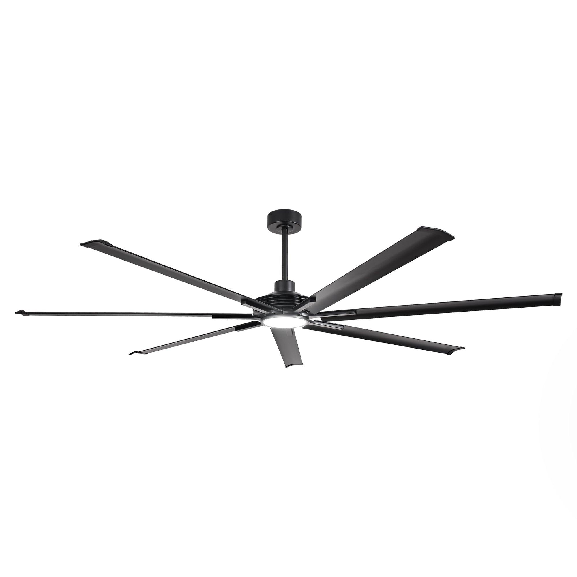 84 Inch & 100 Inch Large Black Ceiling Fan with Remote Control - Dimmable LED Light, Quiet Reversible Motor for Living Room, Bedroom, Patio - Energy Efficient Modern Home Cooling Solution