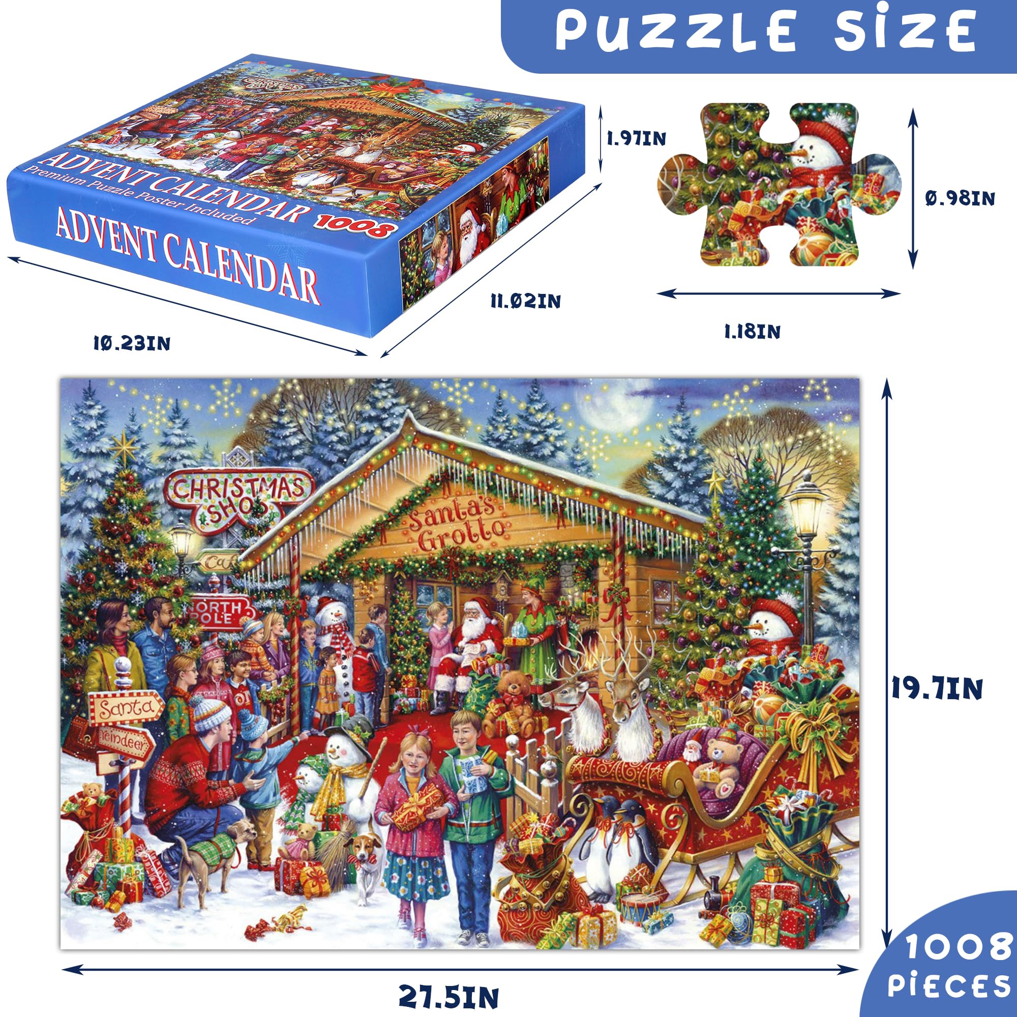 1008-Piece Puzzle Advent Calendar 2024 | Christmas Countdown Jigsaw Puzzle | Holiday Decor & Xmas Gift for Adults, Teens & Kids | Perfect for Family Game Nights & Winter Holiday Celebrations