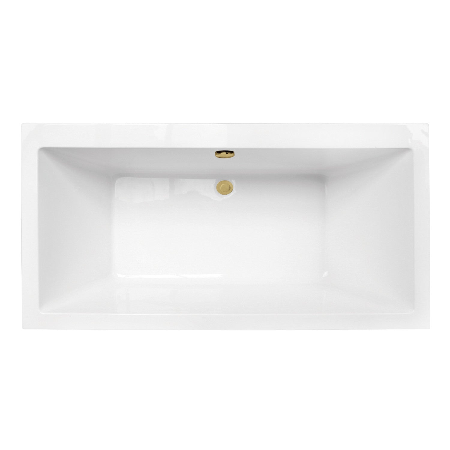 Aqua Eden 66-Inch Acrylic Freestanding Bathtub with Overflow - Glossy White & Polished Brass - Double Ended Rectangular Soaking Tub for Luxury Bathroom & Spa Relaxation