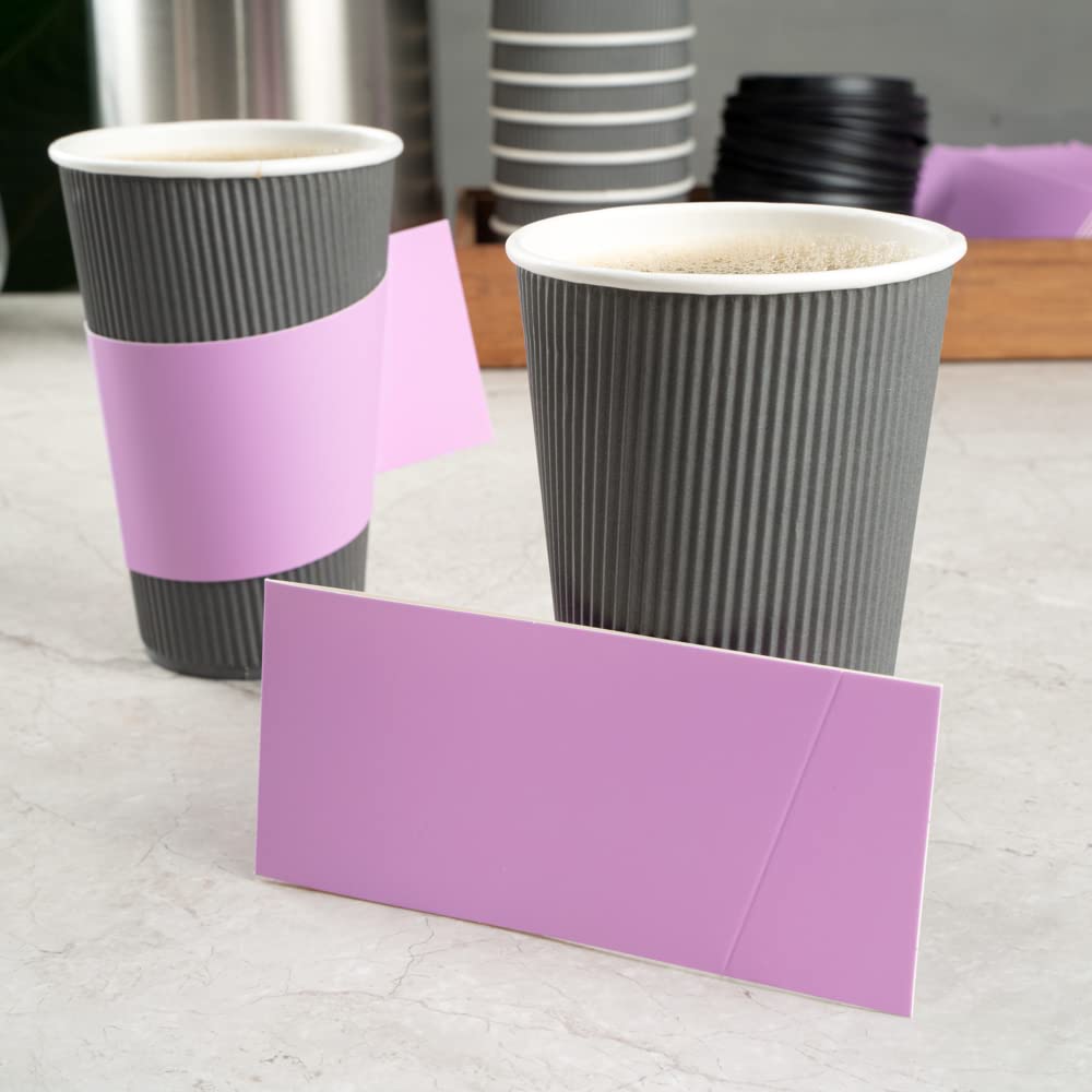 Restpresso 1000 Disposable Hot Coffee Cup Sleeves with Handle - Fits 12oz, 16oz & 20oz Cups | Lavender Paper Coffee Jackets for Restaurants, Cafes & Takeout (Cups Sold Separately) - Perfect for Coffee Shops, Office Break Rooms & Catering Events