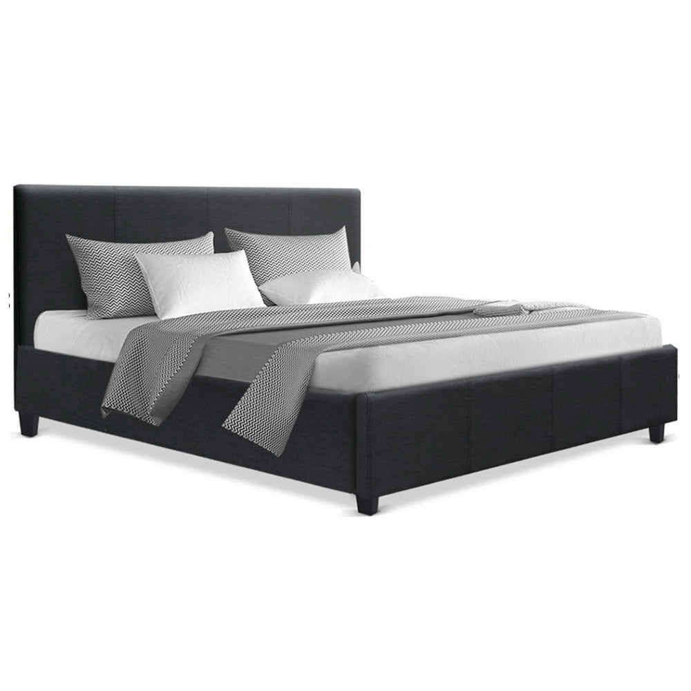 Coogee Queen Bed Frame with Headboard - Charcoal Gray Upholstered Platform Bed Base for Bedroom, Guest Room & Master Suite
