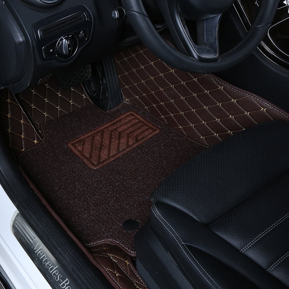 Pegasuss Custom Fit Double Layer Full Coverage Floor Mats for Audi A6 2012-2016 - Coffee Color - All-Weather Protection & Enhanced Interior Style - Perfect for Daily Commuting, Road Trips & Car Shows