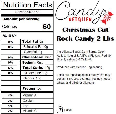 Premium Christmas Cut Rock Candy - 2 Lbs Bulk Candy for Holiday Gifts, Party Favors & Baking Decorations | Perfect for Stocking Stuffers, Dessert Toppings & Festive Treats