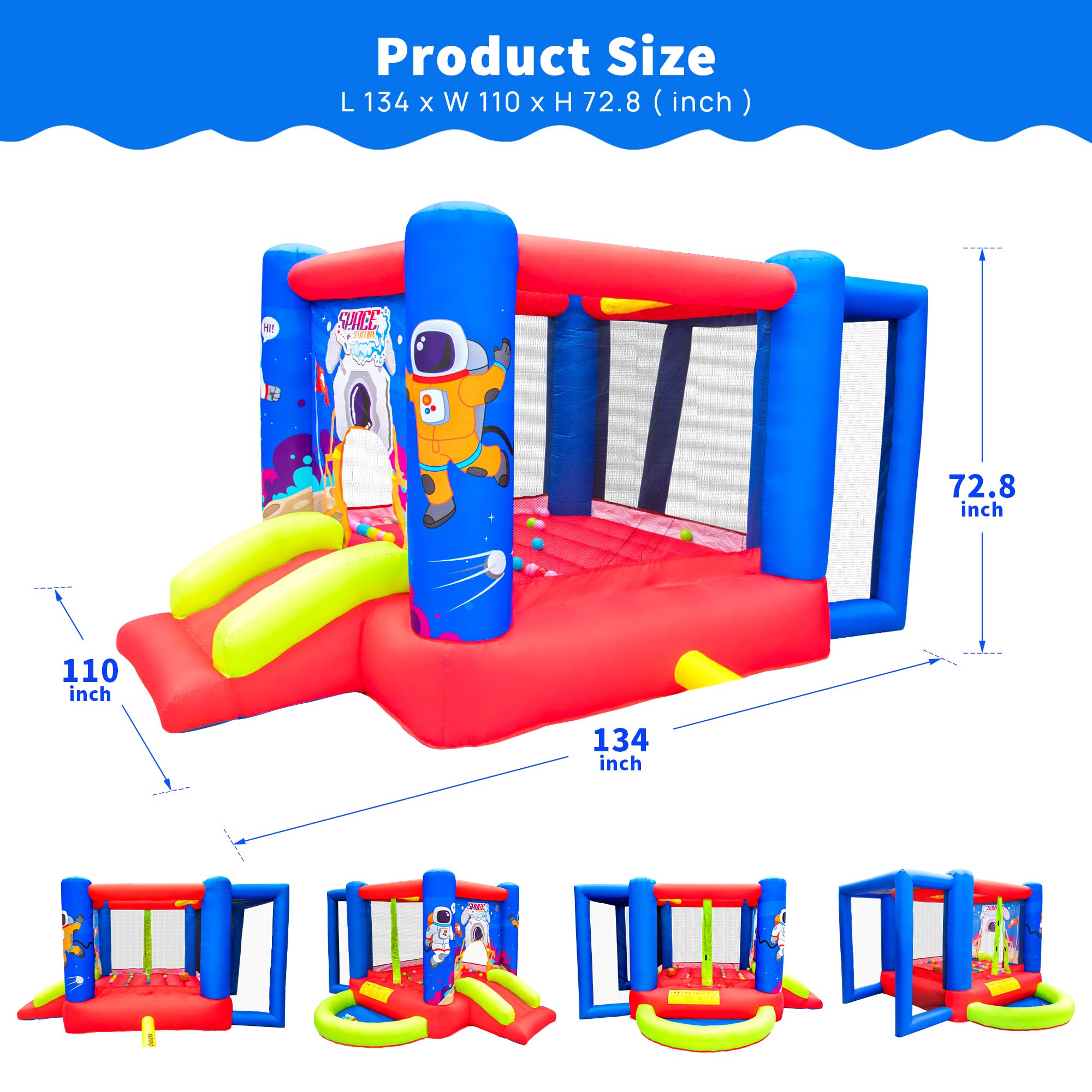 Best Inflatable Bounce House with Slide - Kids Jumping Castle with Blower & Wave Pool for Outdoor Birthday Parties, Backyard Fun, and Summer Water Play