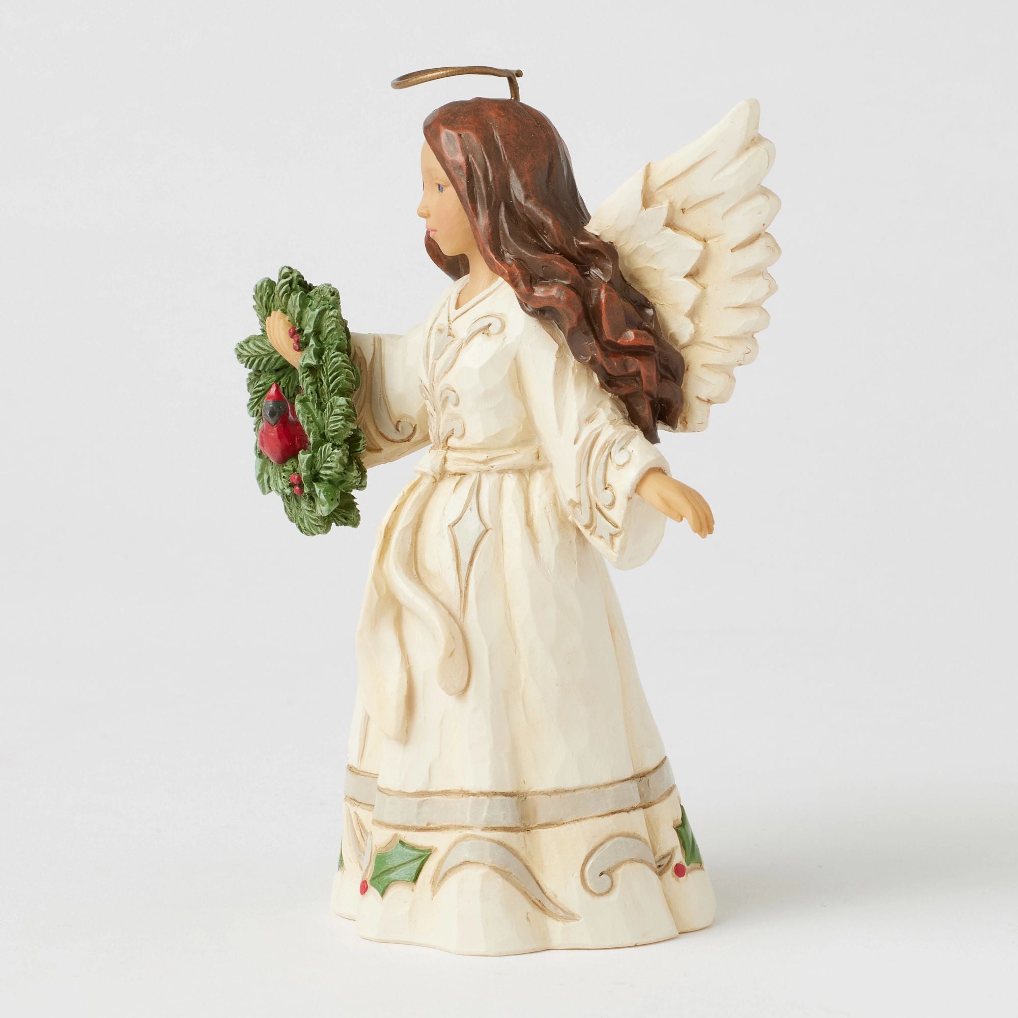 Wdlnd Angel with Cardinal Figurine - Handcrafted Home Decor for Christmas, Gifts & Collectibles | Perfect for Holiday Decorations, Mantel Displays & Seasonal Gifting