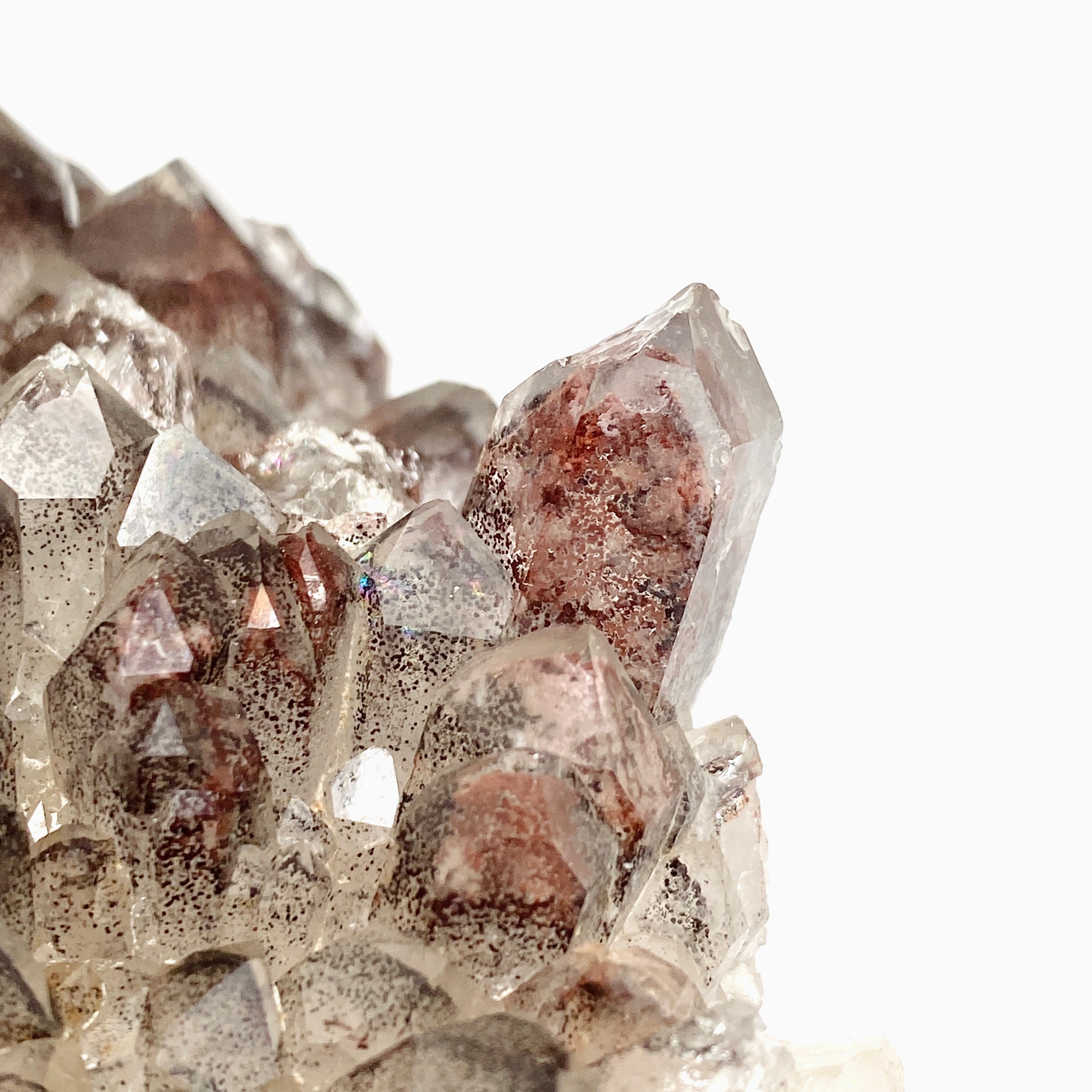 Natural Red Hematite Phantom Quartz Cluster - Healing Crystal from Zambia (CR3720) for Meditation, Energy Work & Home Decor