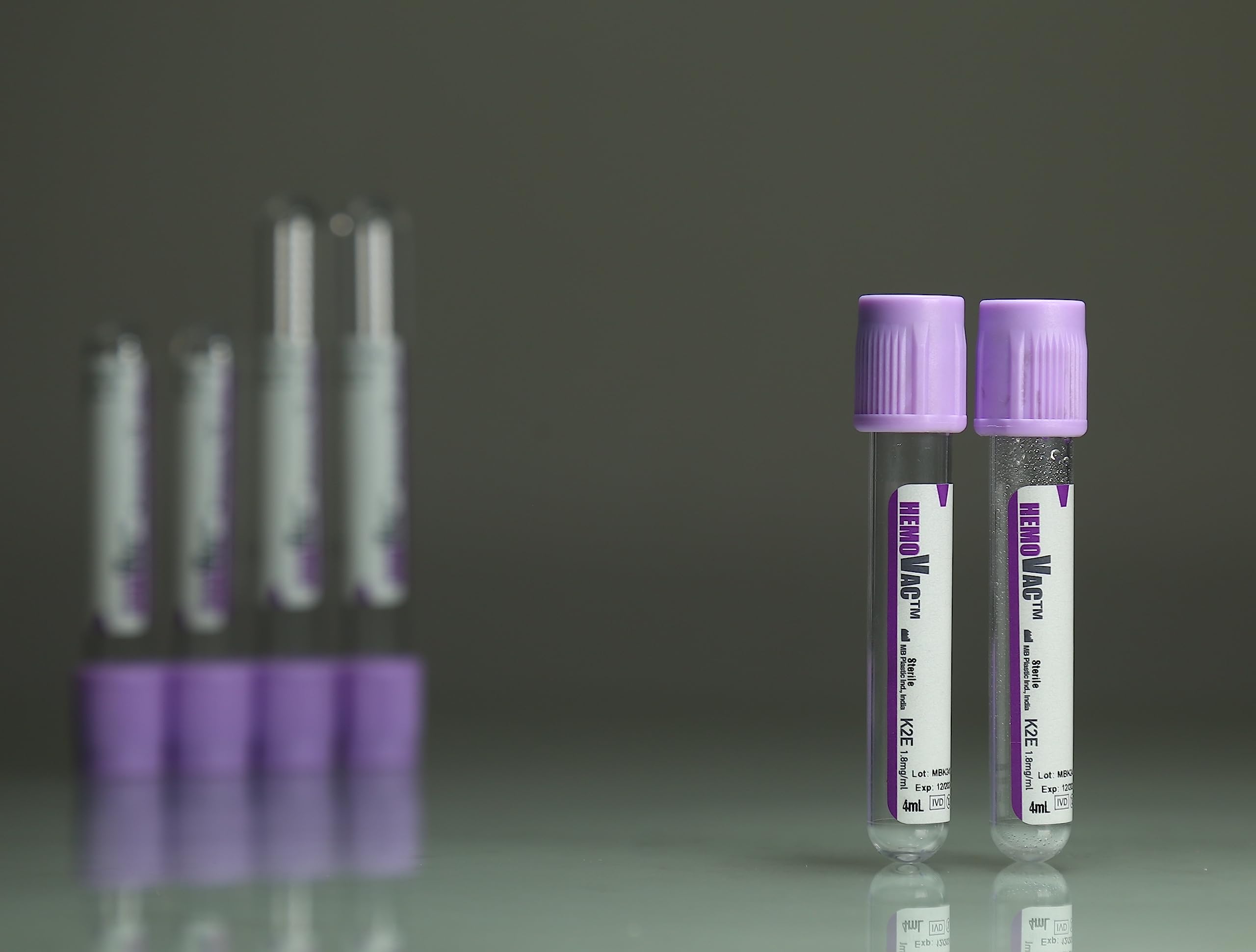 MB Vacuum Blood Collection Tubes K2EDTA 2mL - Sterile Medical Test Tubes for Lab Diagnostics, Blood Sampling & Research | Ideal for Hospitals, Clinics & Phlebotomy Use