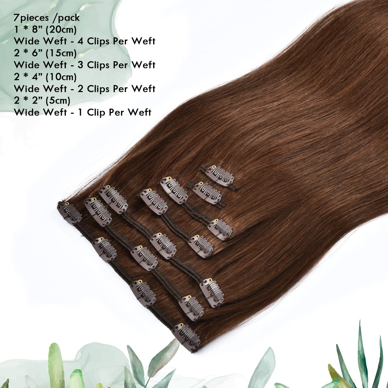 Clip in Hair Extensions 16 Inch - 7pcs 120g Real Human Remy Hair Extensions for Women, Straight Natural Hair Weft with Clips (#4 Brown) | Perfect for Volume Boost, Styling & Special Occasions