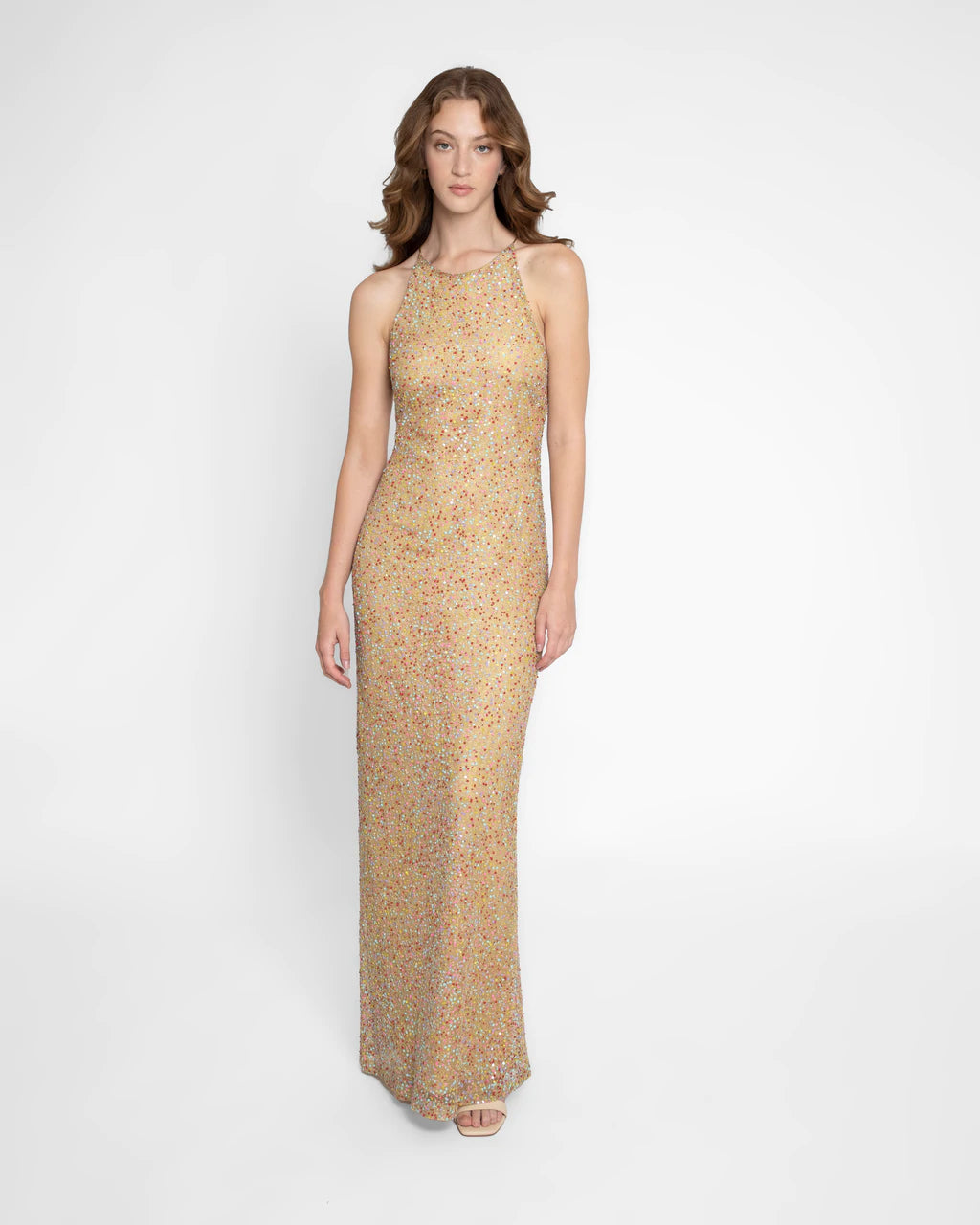 Sparkly Embellished Sequin Evening Gown for Women - Multicolor Glamorous Dress for Prom, Party & Special Occasions