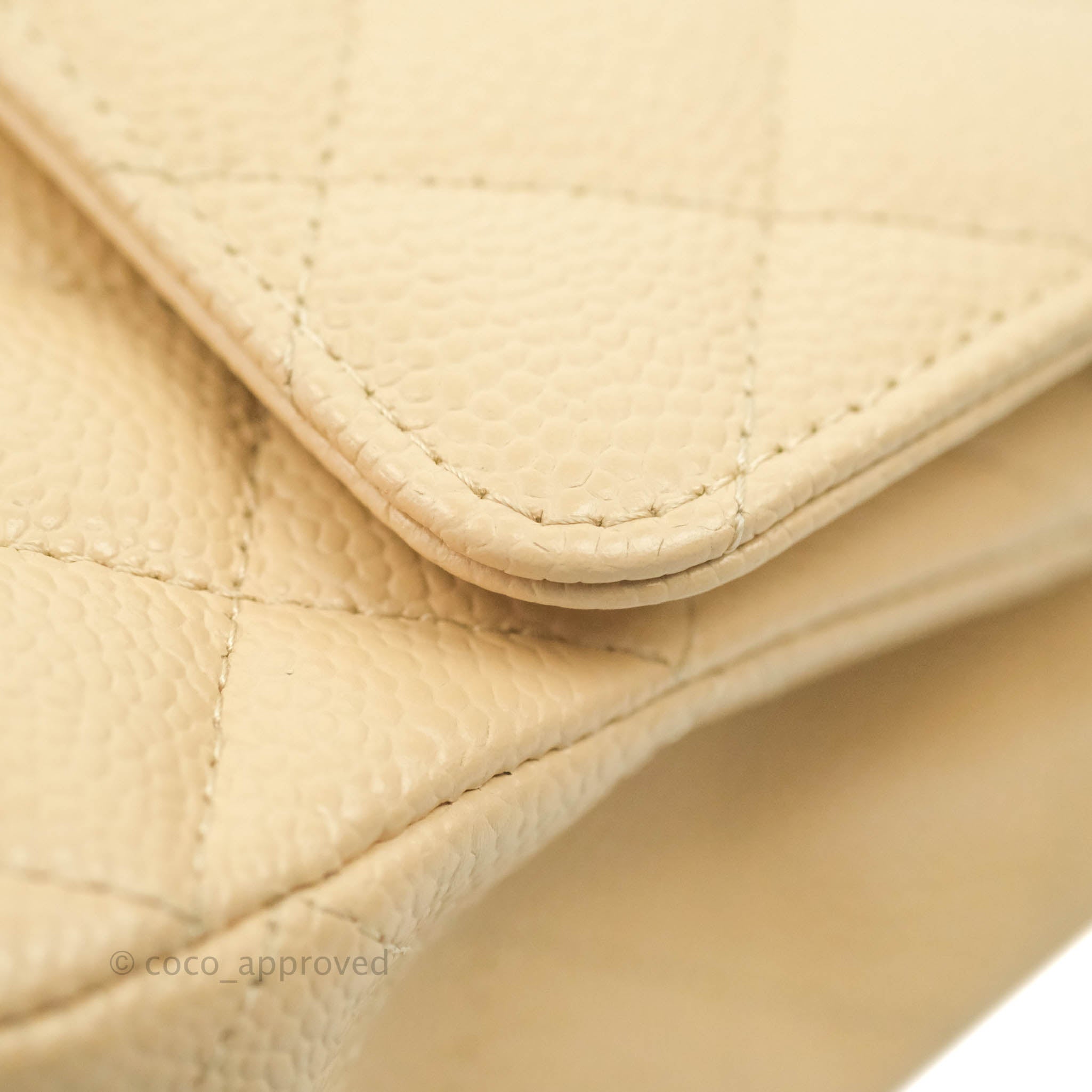 Chanel Classic Medium Double Flap Bag Quilted Beige Caviar Leather with Gold Hardware - Luxury Designer Handbag for Women, Perfect for Work, Date Night & Special Occasions