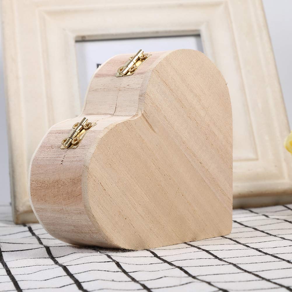 Heart-Shaped Wooden Jewelry Box - Handcrafted Wooden Storage Case for Jewelry, Rings & Small Gifts - Perfect for Valentine's Day, Anniversary & Romantic Gift Packaging