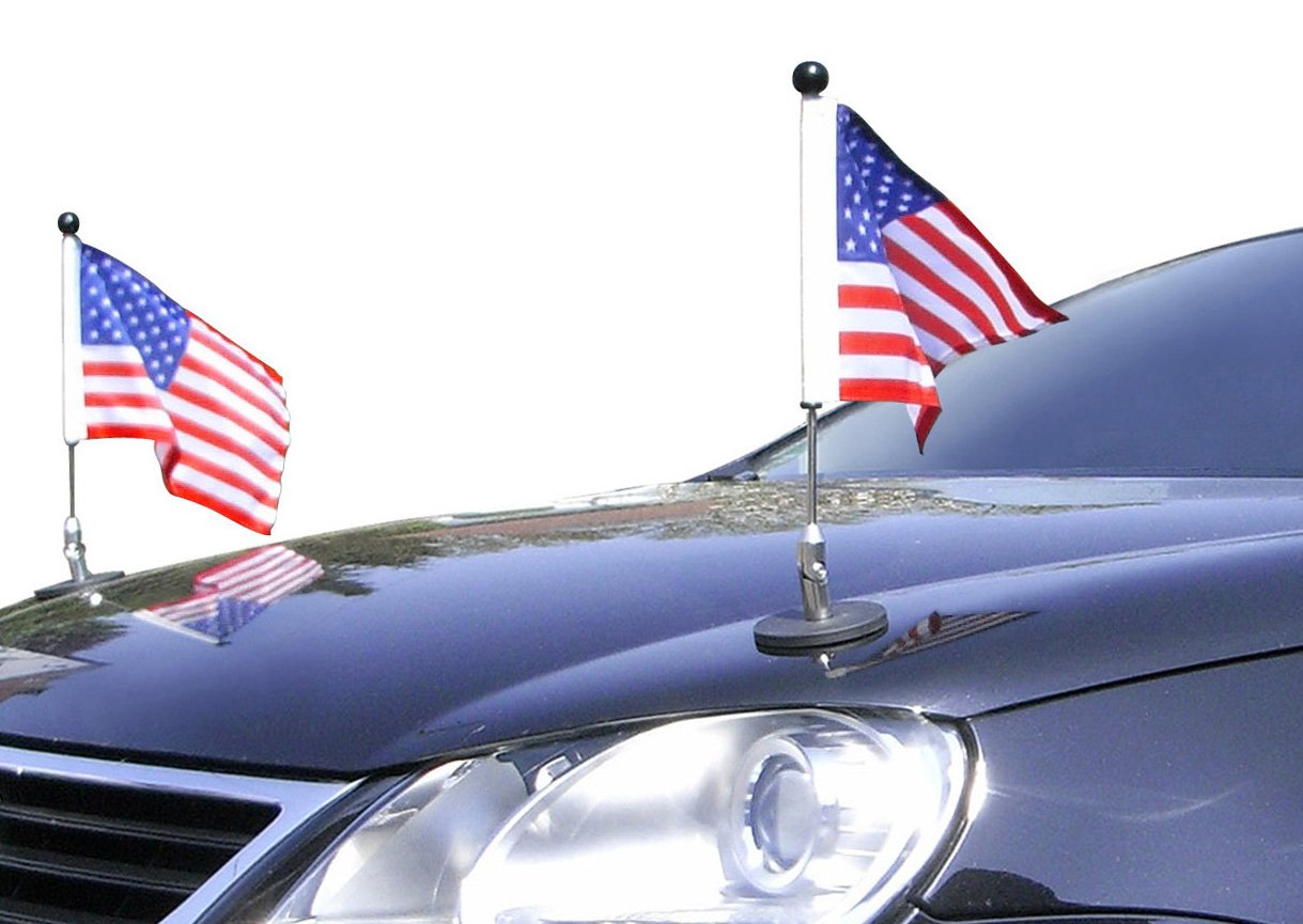 USA Magnetic Car Flag Pole Diplomat-1 - Strong Hold for American Flags on Vehicles, Perfect for Patriotic Events, Parades & Road Trips