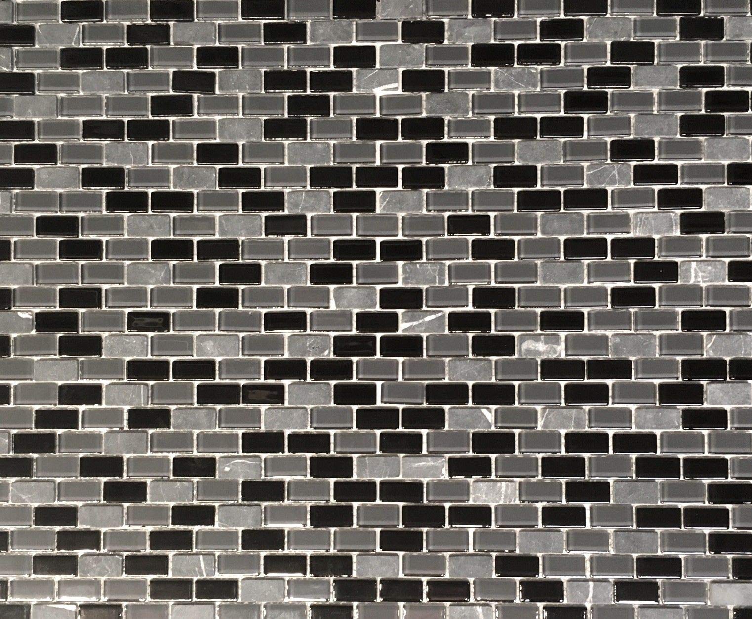 La Jacond Mini Brick Stone and Glass Blend Mosaic Wall Tile - Peel and Stick Backsplash for Kitchen, Bathroom, Shower, Fireplace (12x12 Inch) - Waterproof, Easy to Install DIY Home Decor