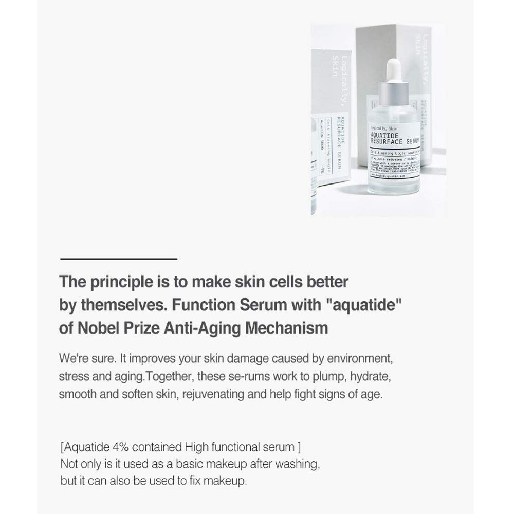 Logically Skin Aquatide Resurface Serum 50ml - Korean Facial Serum with Hyaluronic Acid for Deep Hydration & Skin Renewal | Anti-Aging, Brightening & Wrinkle Reduction | Perfect for Night Routine & Dry Skin Care