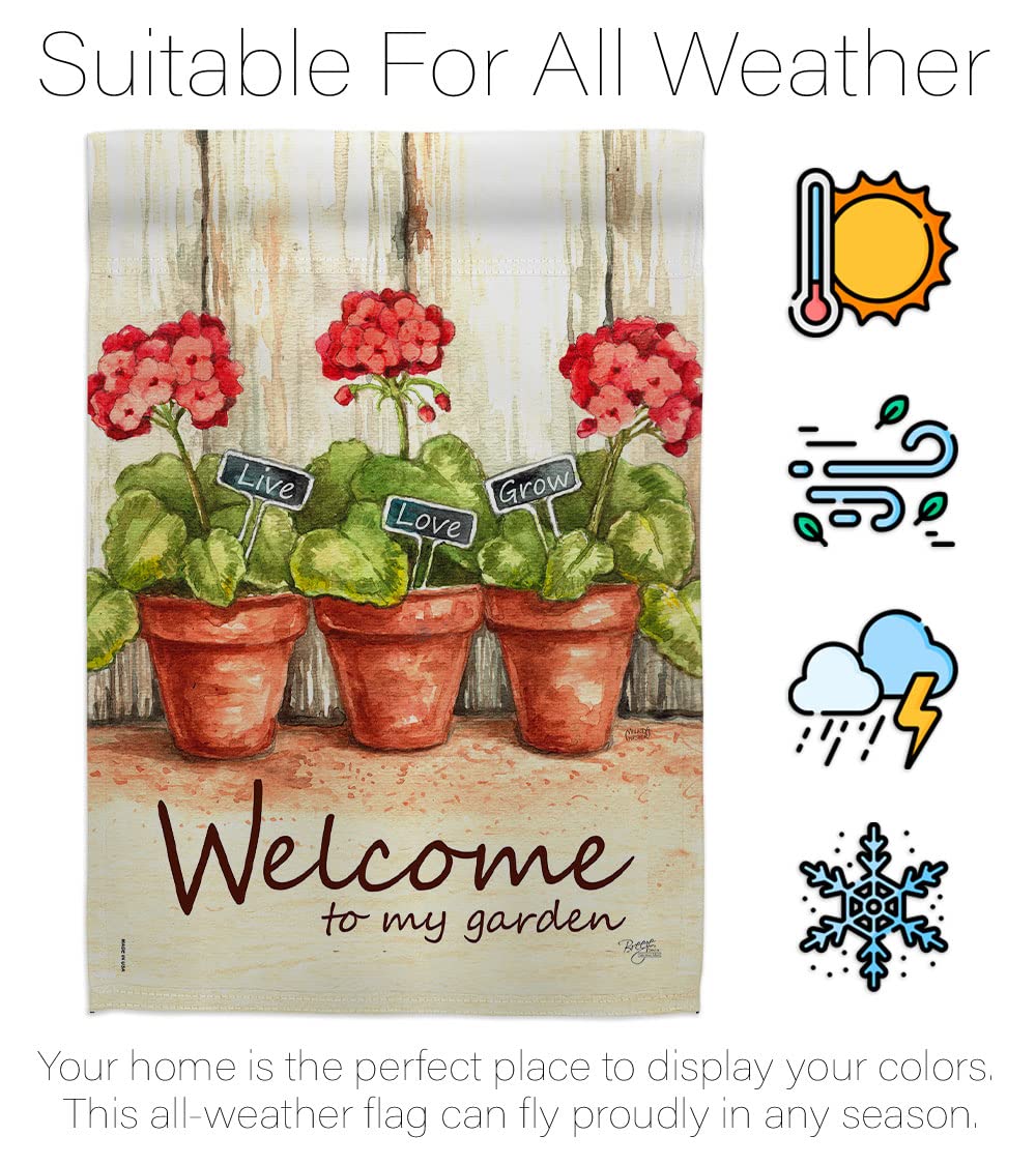 Breeze Decor Welcome to My Garden House Flag Kit - Double-Sided Spring Floral Banner with Sunflower, Tulip, Rose, Orchid & Lilies - Made in USA - Perfect for Springtime Yard Decoration & Seasonal Gift Giving