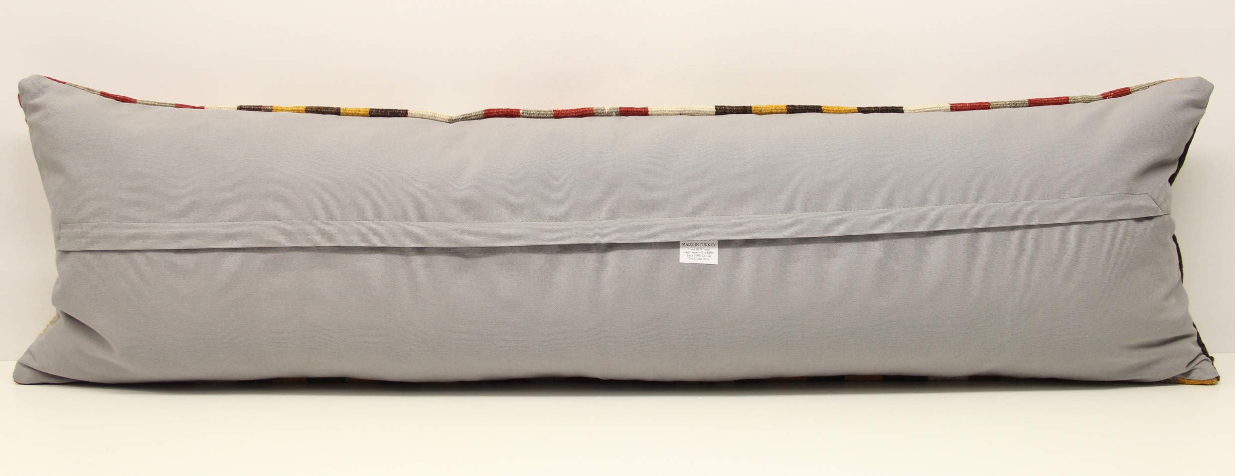 King Size Kilim Pillow Cover 14x47 Inches (35x120 cm) - Handwoven Bohemian Decorative Lumbar Pillow for Sofa, Bed, Couch - Twin Extra Long Throw Pillow Case for Home Decor