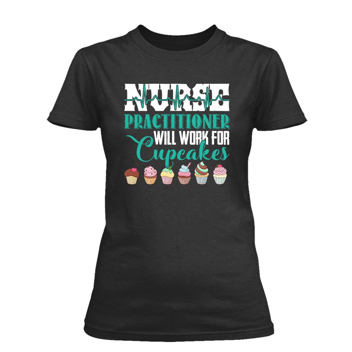 Nurse Practitioner Loves Cupcakes Short Sleeve T-Shirt for Women - Comfortable Casual Tee for Work, Gifts & Everyday Wear