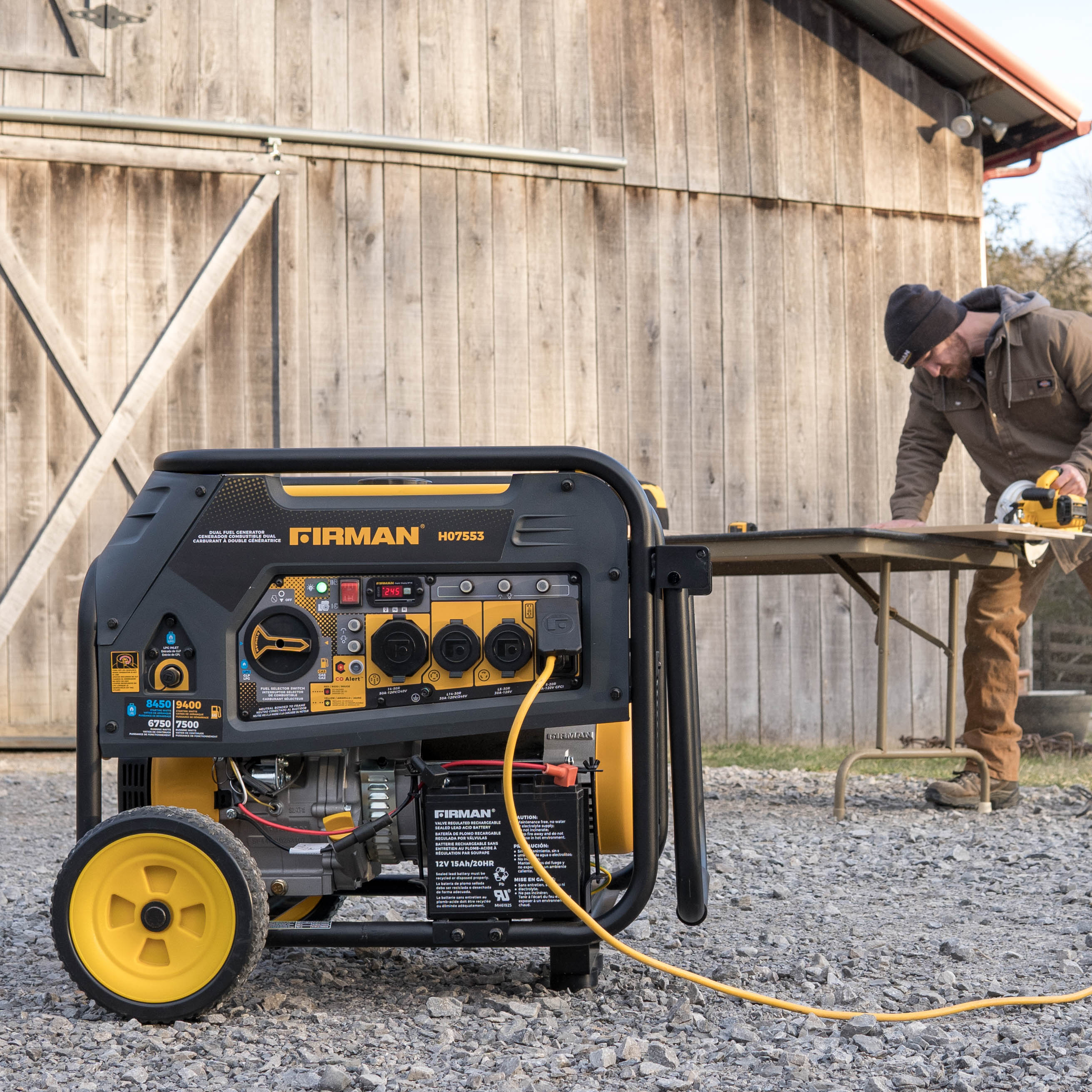 9400W Dual Fuel Portable Generator with Electric Start - 120/240V Output & CO Detection - Perfect for Home Backup Power, Camping, and Outdoor Events
