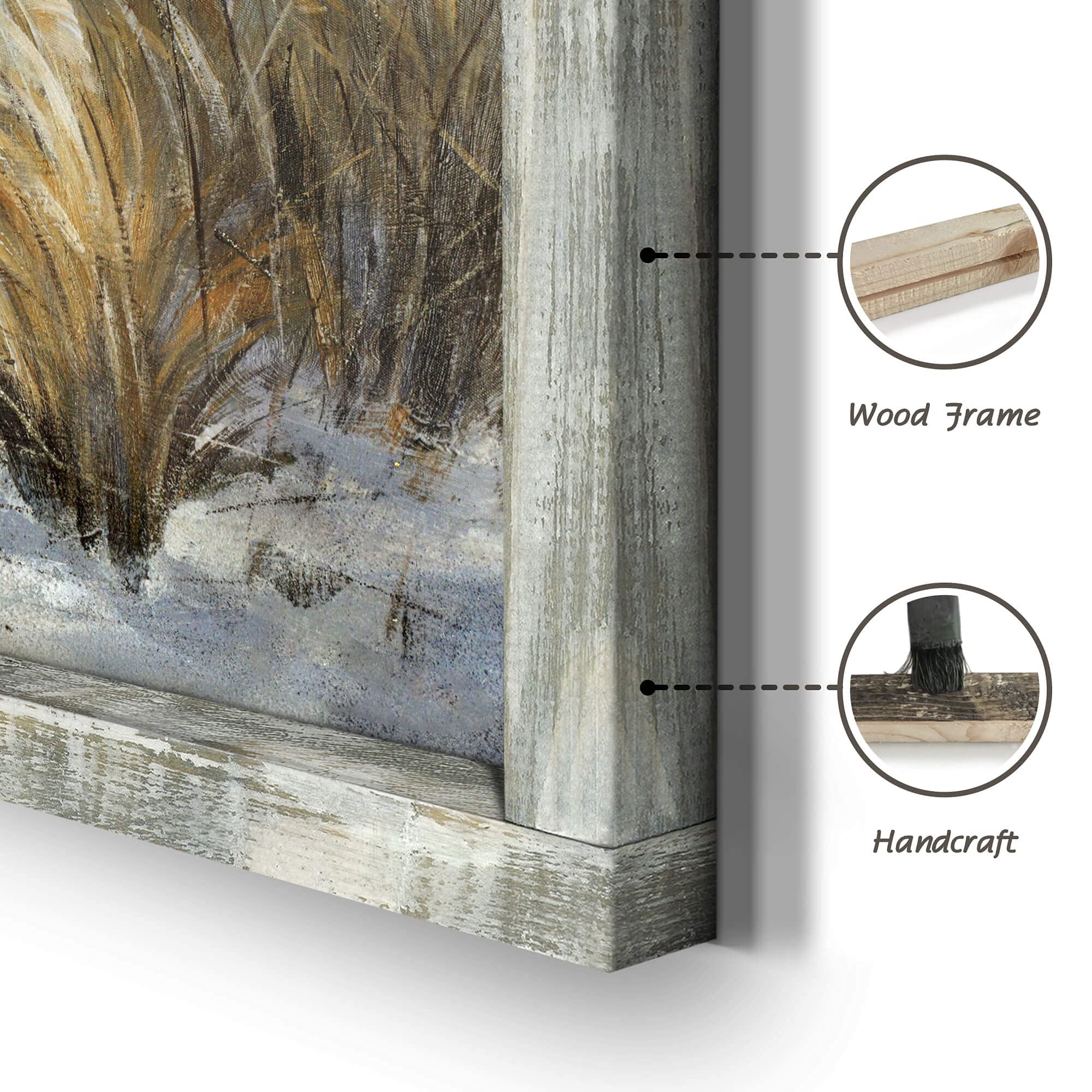 Coastal Oil Painting Style Framed Ocean Wooden Wall Art - 48