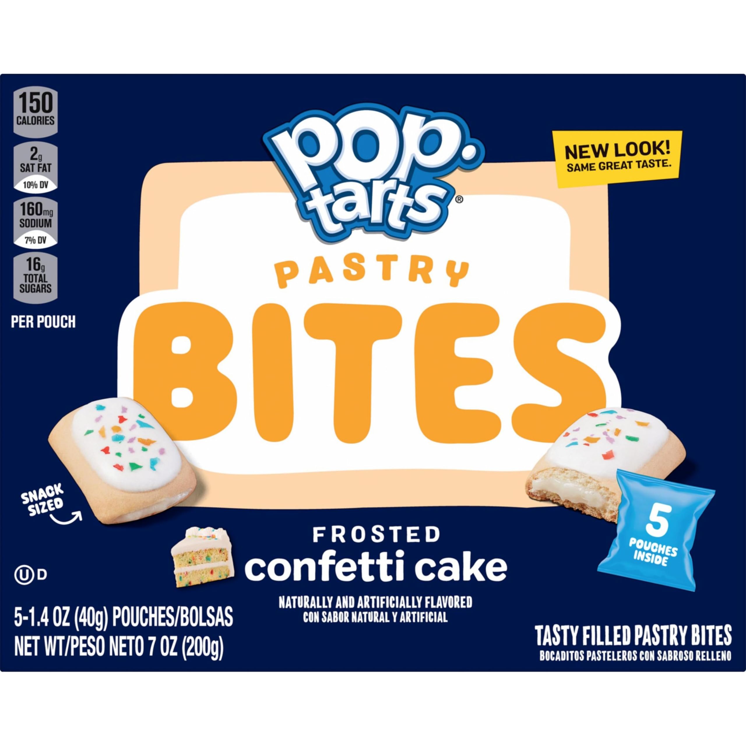 Pop-Tarts Baked Pastry Bites - Frosted Confetti Cake Flavor | Kids Snacks for School Lunch, After School Treats & Birthday Parties | Delicious Toaster Pastries for Breakfast or Dessert