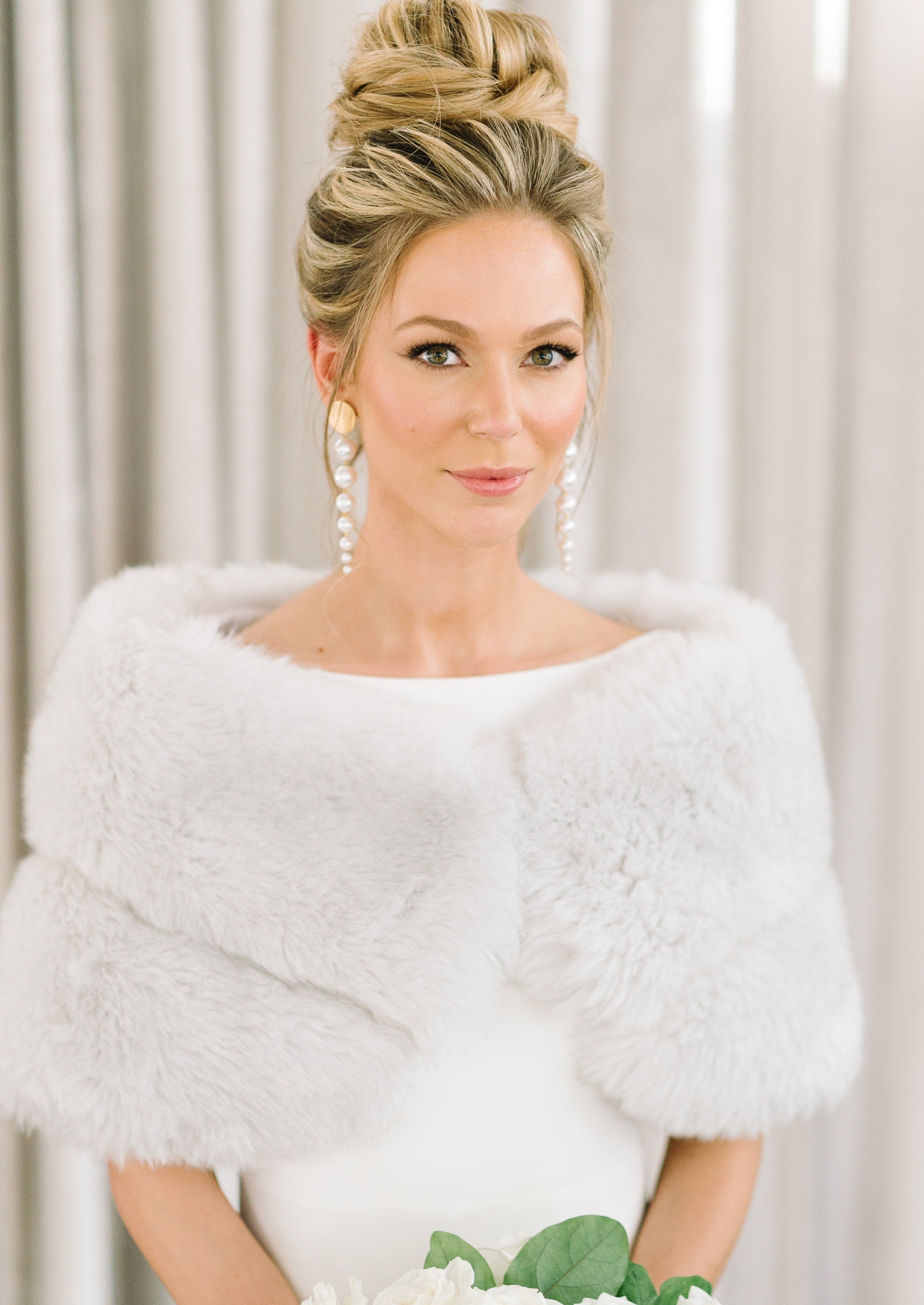 Light Gray / Silver Faux Fur Wrap Shawl - Soft Winter Scarf for Women (Penelope LGry07) - Perfect for Parties, Weddings & Cold Weather Fashion