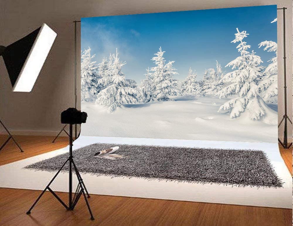8x6FT Winter Christmas Backdrop - Natural Snowy Forest with Snowflakes & Snowfall for Xmas Party, Home Decor, Photo Studio Props | Perfect for Holiday Photos, Festive Decorations & Seasonal Events