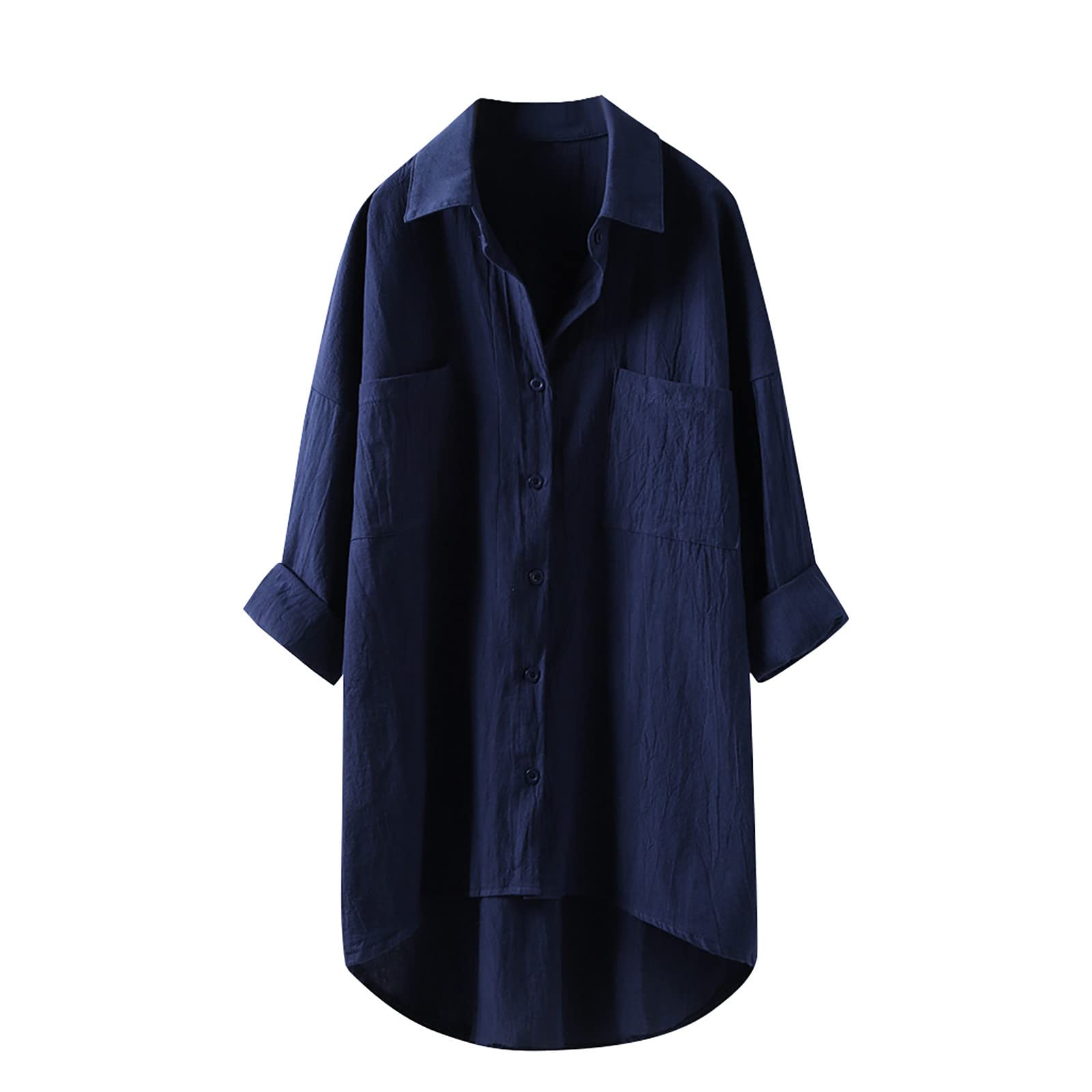 Women's Cotton Linen Cardigan - Solid Color Long Sleeve Shirt with Double Pockets | Casual Layering Piece for Spring & Fall | Office Wear & Weekend Outfits