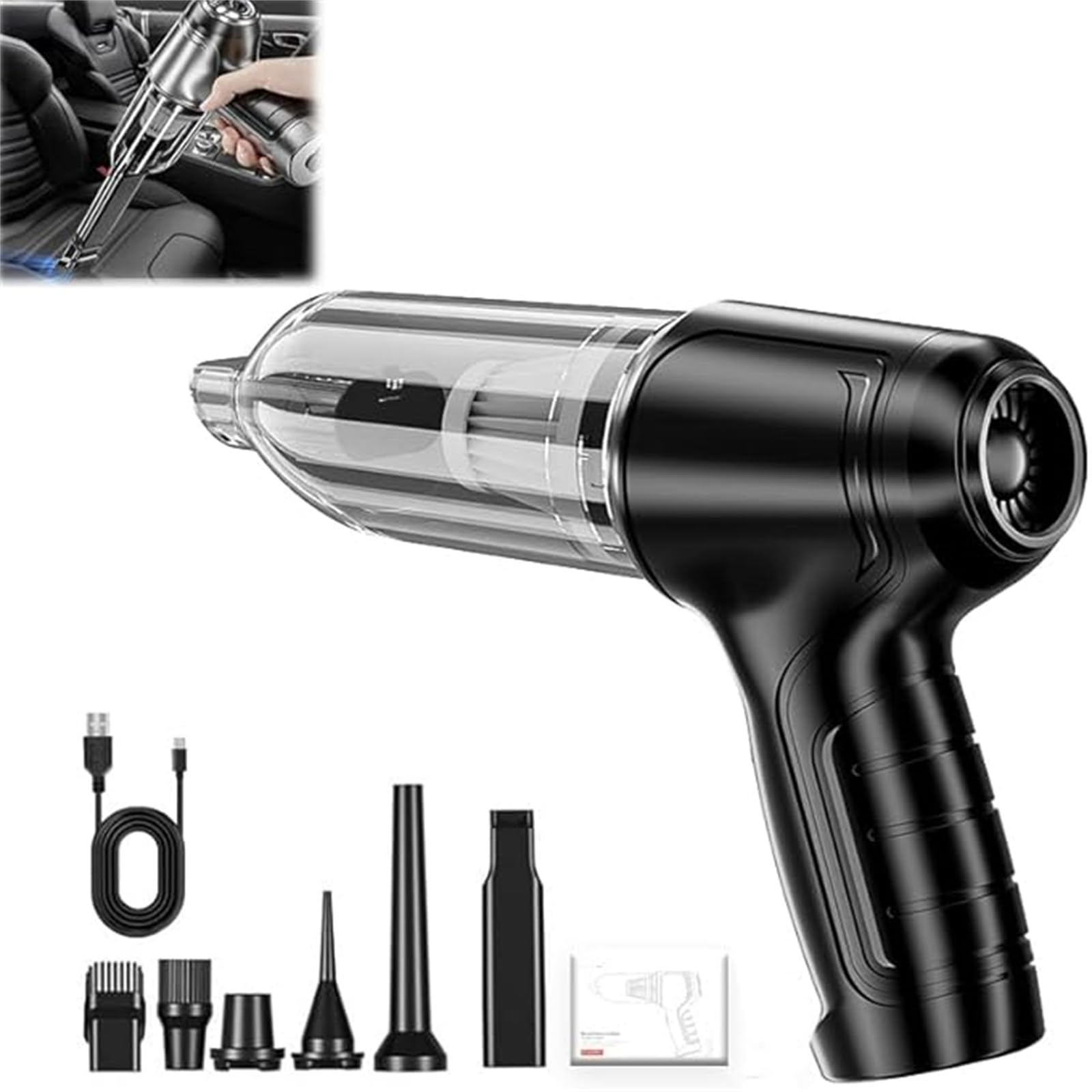 Airifiy Pro V2 Cordless Handheld Vacuum Cleaner - 95000Pa Powerful Suction, Portable Air Blower & Car Vacuum for Car Detailing, Home & Office Cleaning (Black) | Perfect for Pet Hair Removal, Car Interior Cleaning & Quick Dust Cleanup