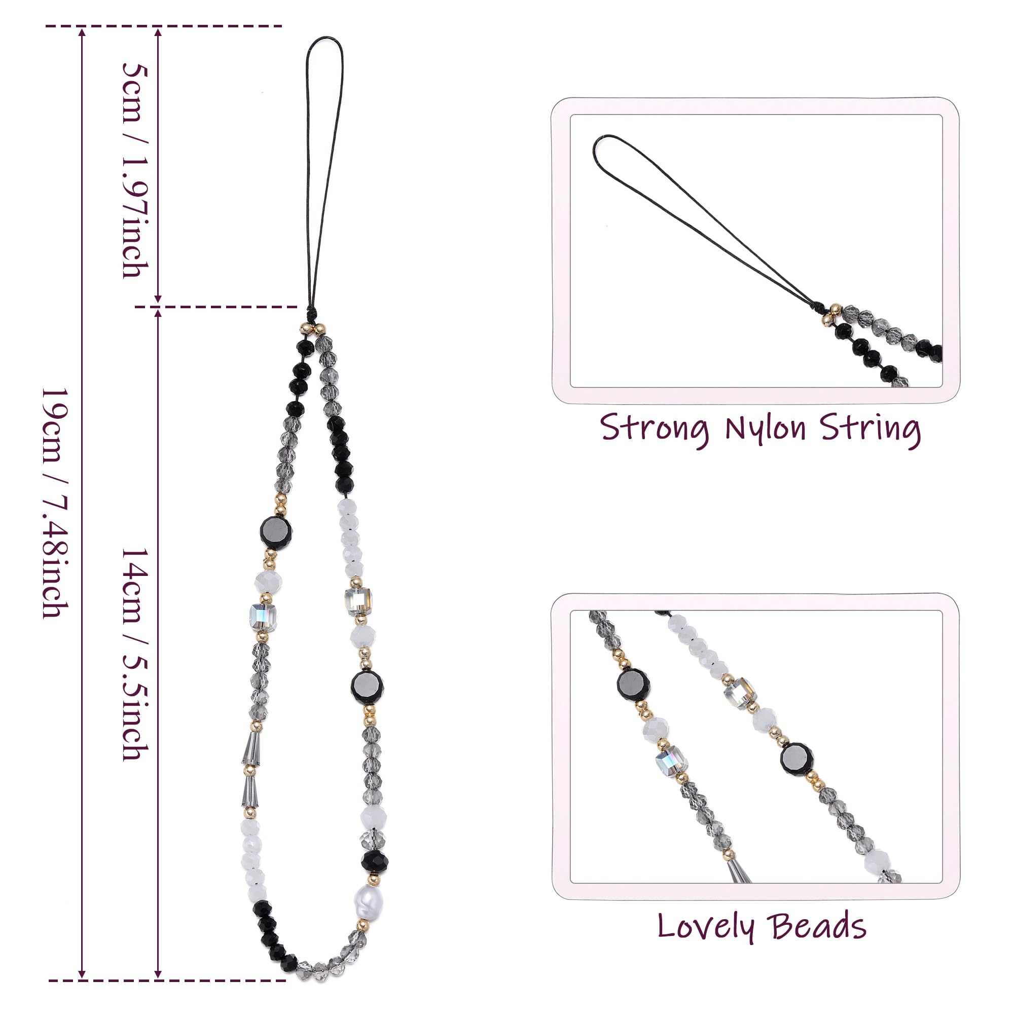 Handmade Beaded Phone Charm with Tether Tab & Wrist Strap - Stylish Accessory for Phone Cases | Perfect for iPhone, Samsung & Smartphone Protection (Gifts, Selfie Stick, Keychain, Everyday Use)