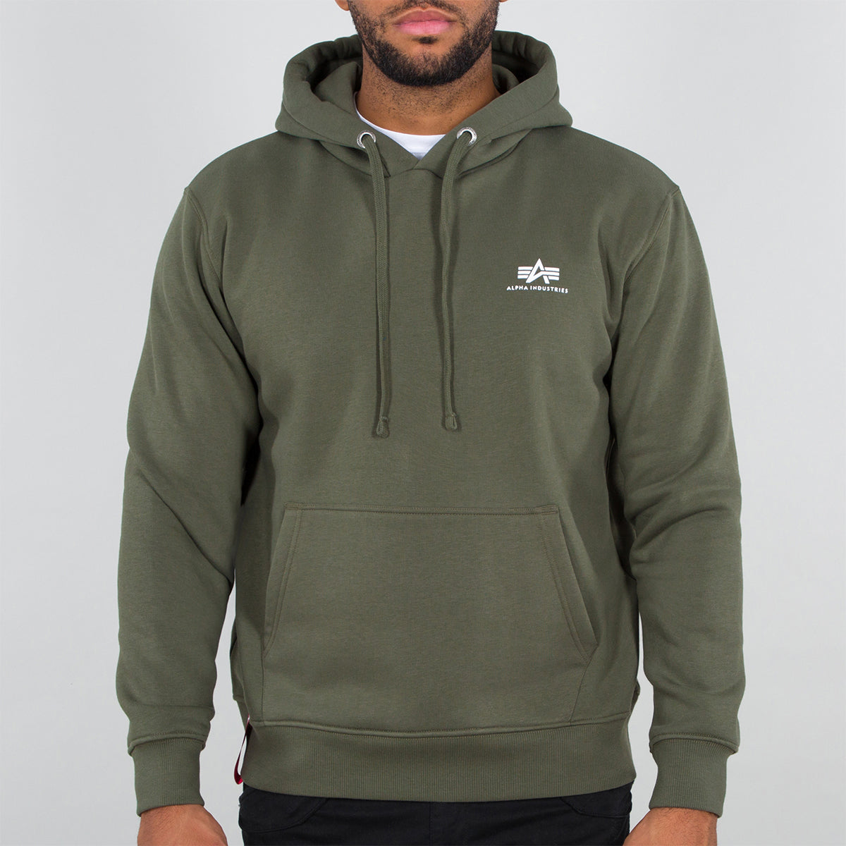 Alpha Industries Basic Hoodie with Small Logo - Dark Olive Green Pullover Sweatshirt for Men & Women | Casual Streetwear, Winter Layering, Outdoor Activities